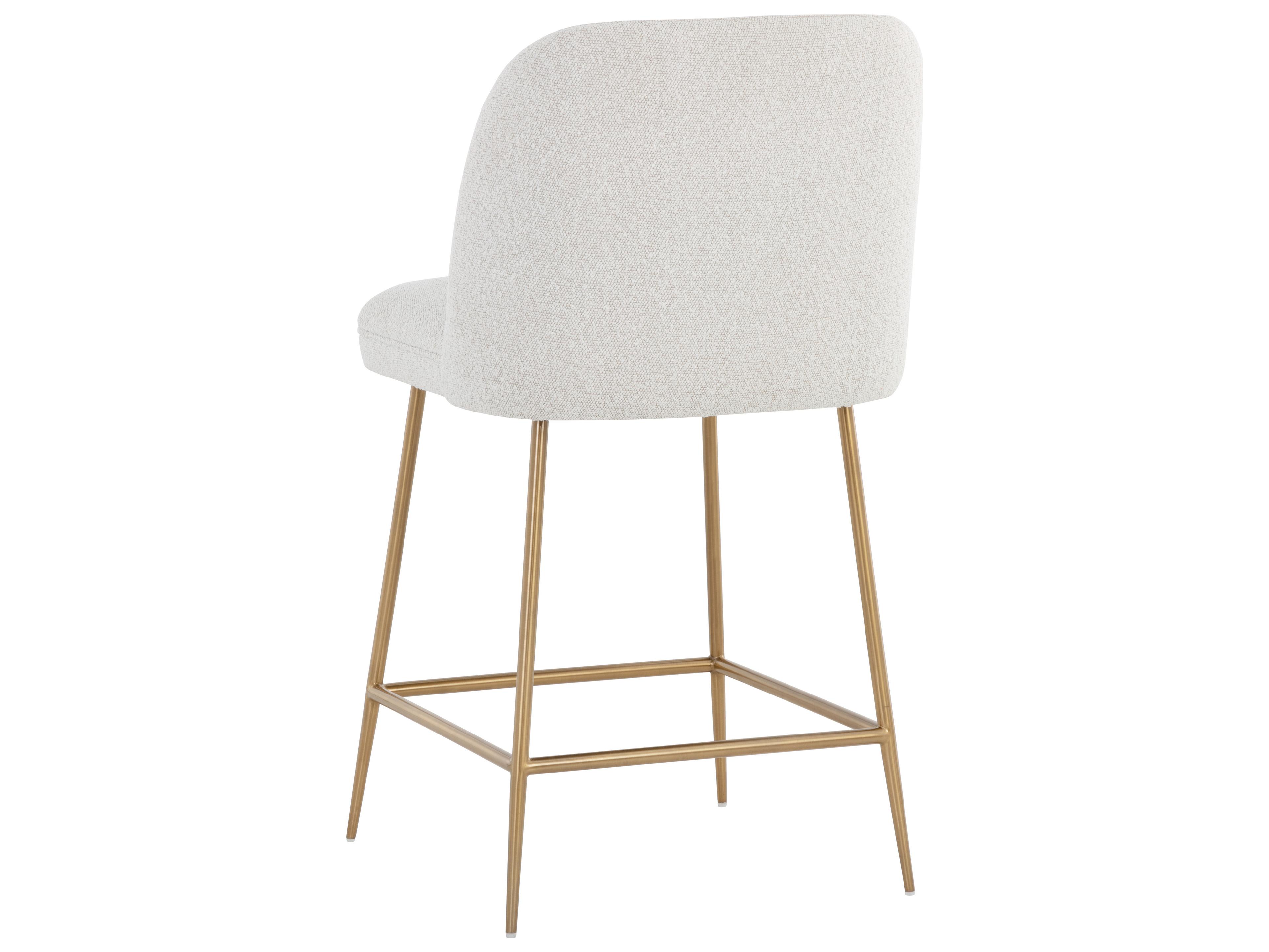 Sunpan Kelty Gold Copenhagen White Upholstered Counter Stool