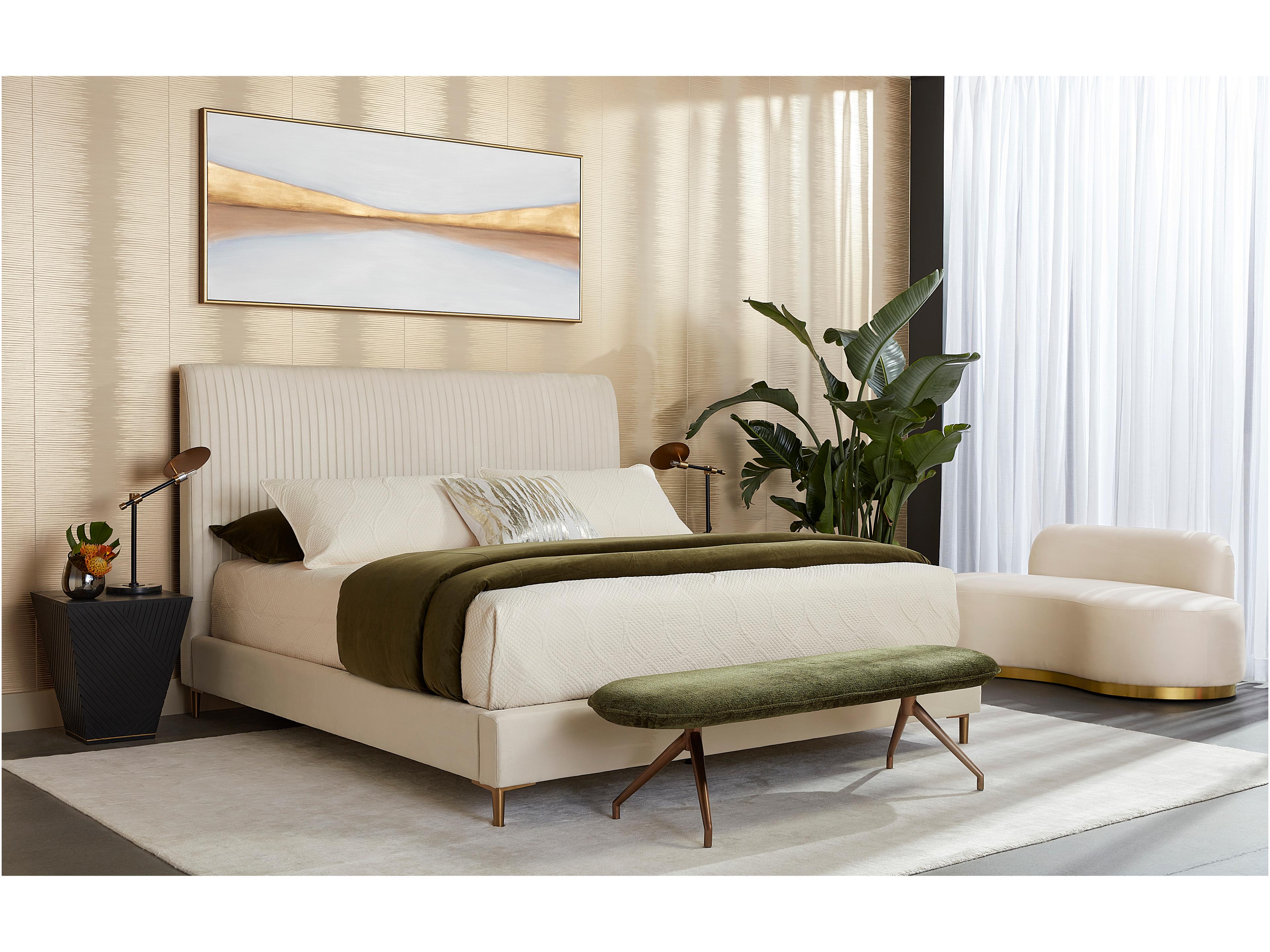 Sunpan Harris Casablanca Cloud Beige Upholstered King Platform Bed