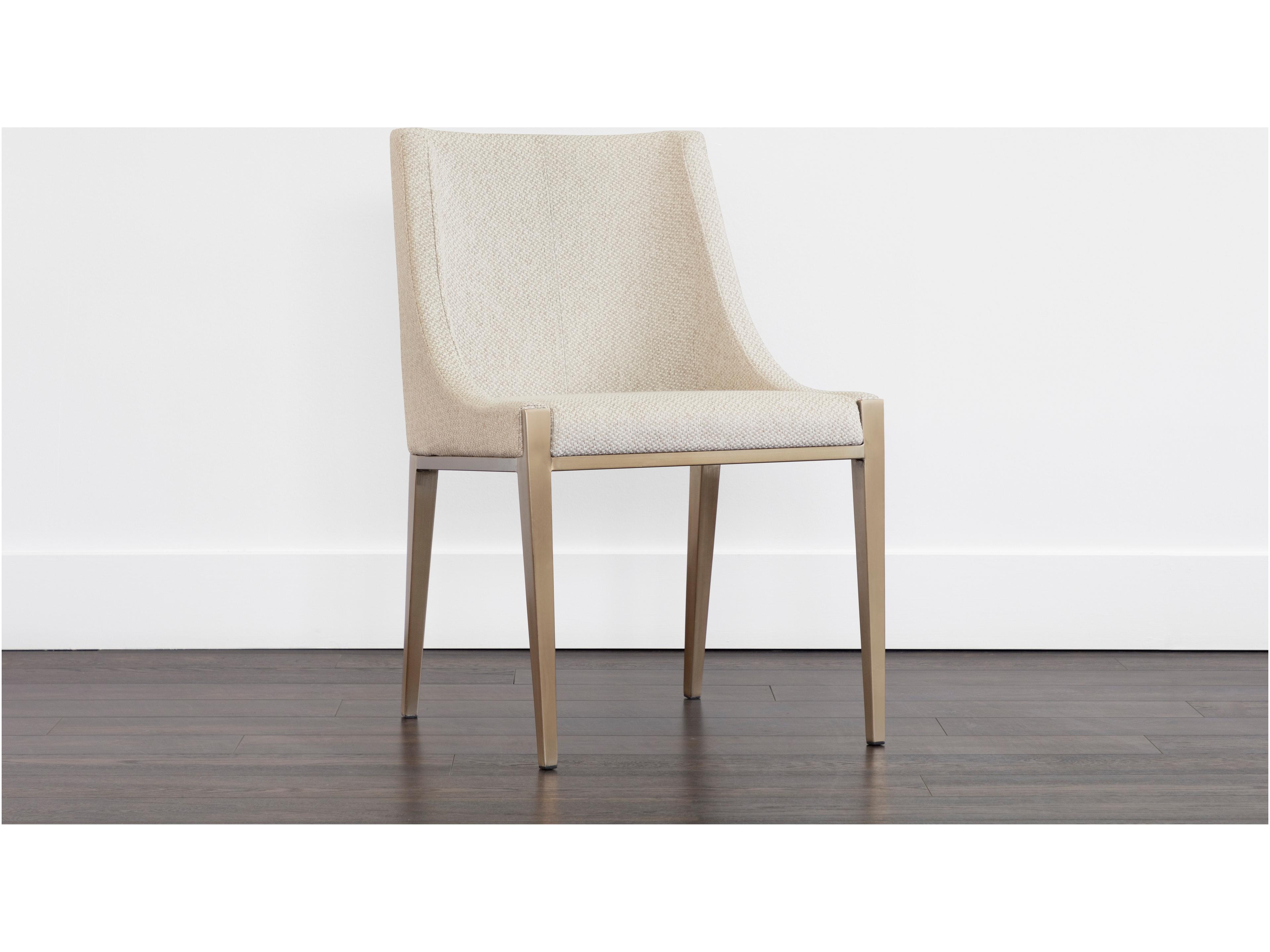 Sunpan Dionne Beige Upholstered Side Dining Chair