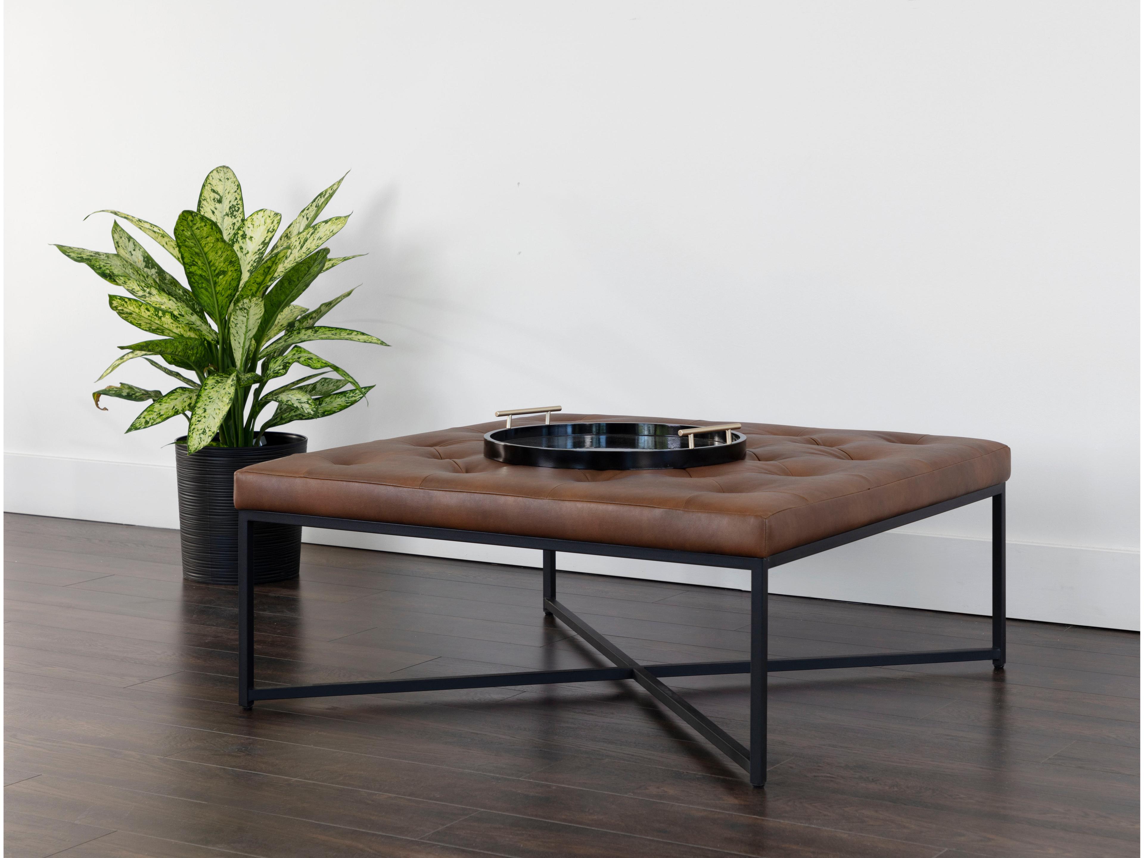 Sunpan Endall 39.5" Endall Ottoman Black Bravo Cognac