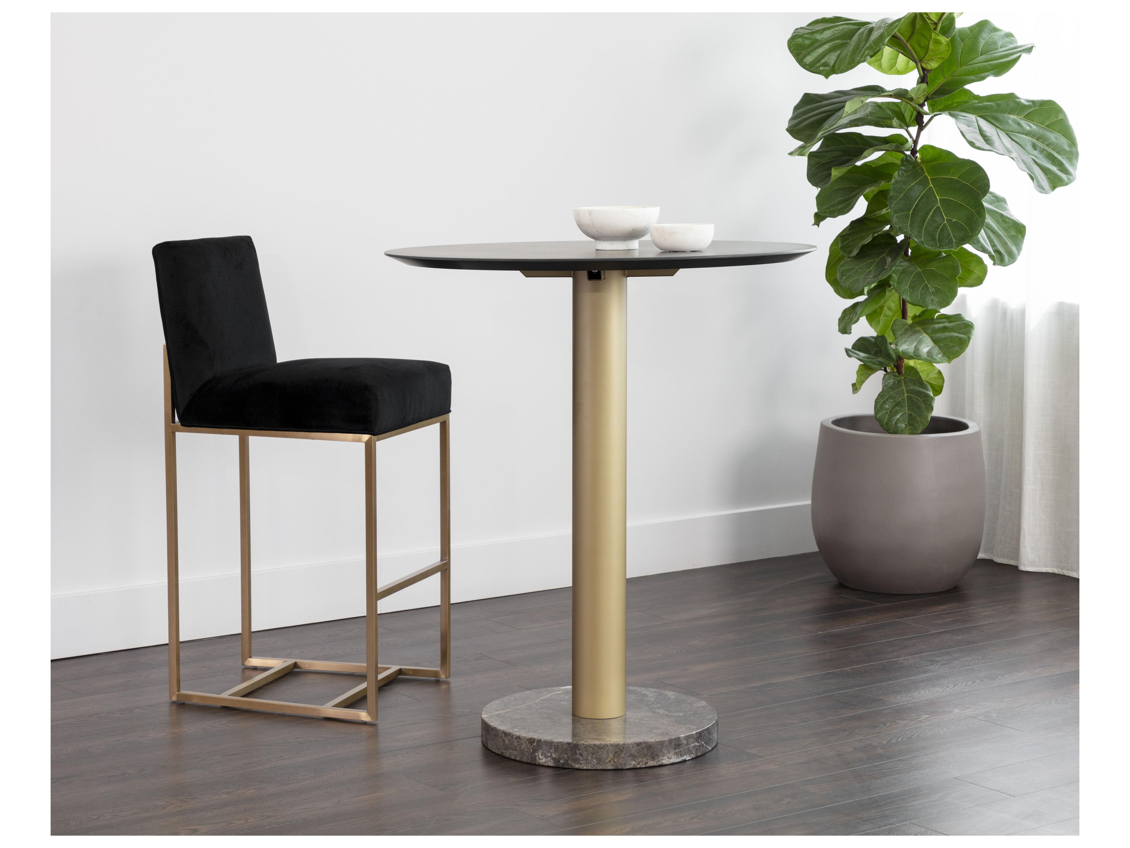 Sunpan Monaco Grey Round Wood Bar Table