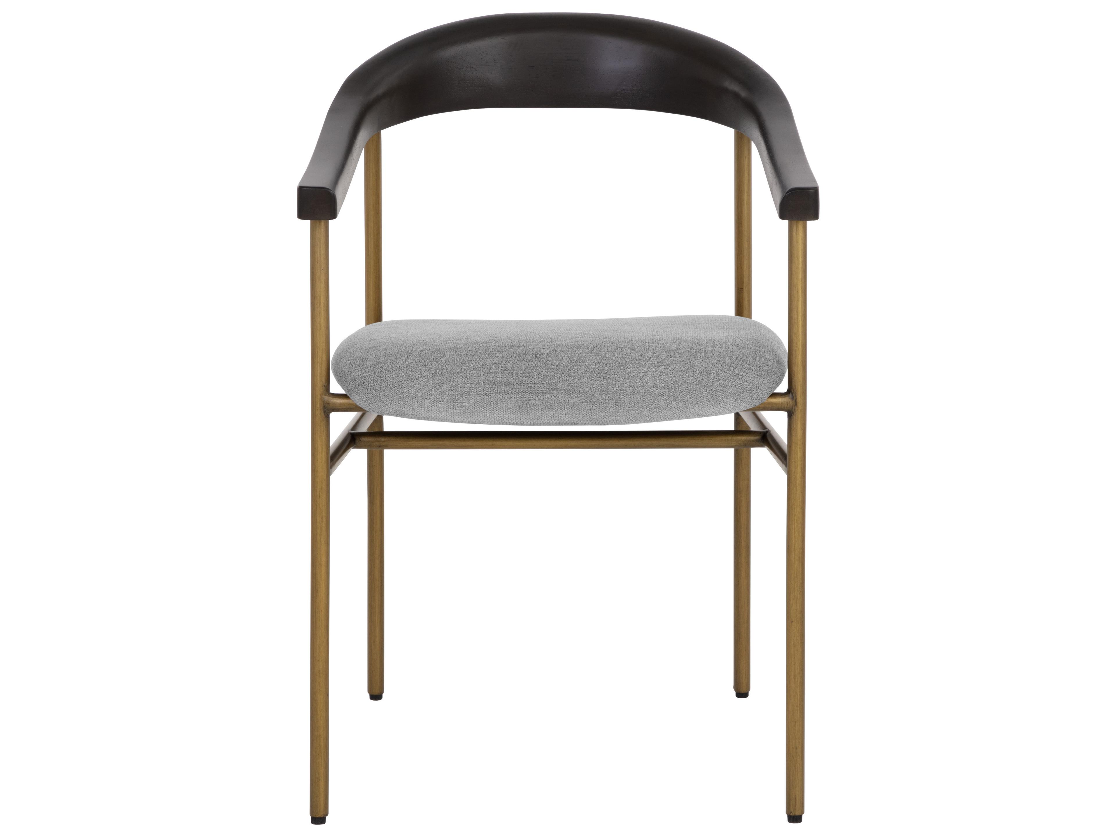 Sunpan Giorgio Rubberwood Gray Upholstered Arm Dining Chair