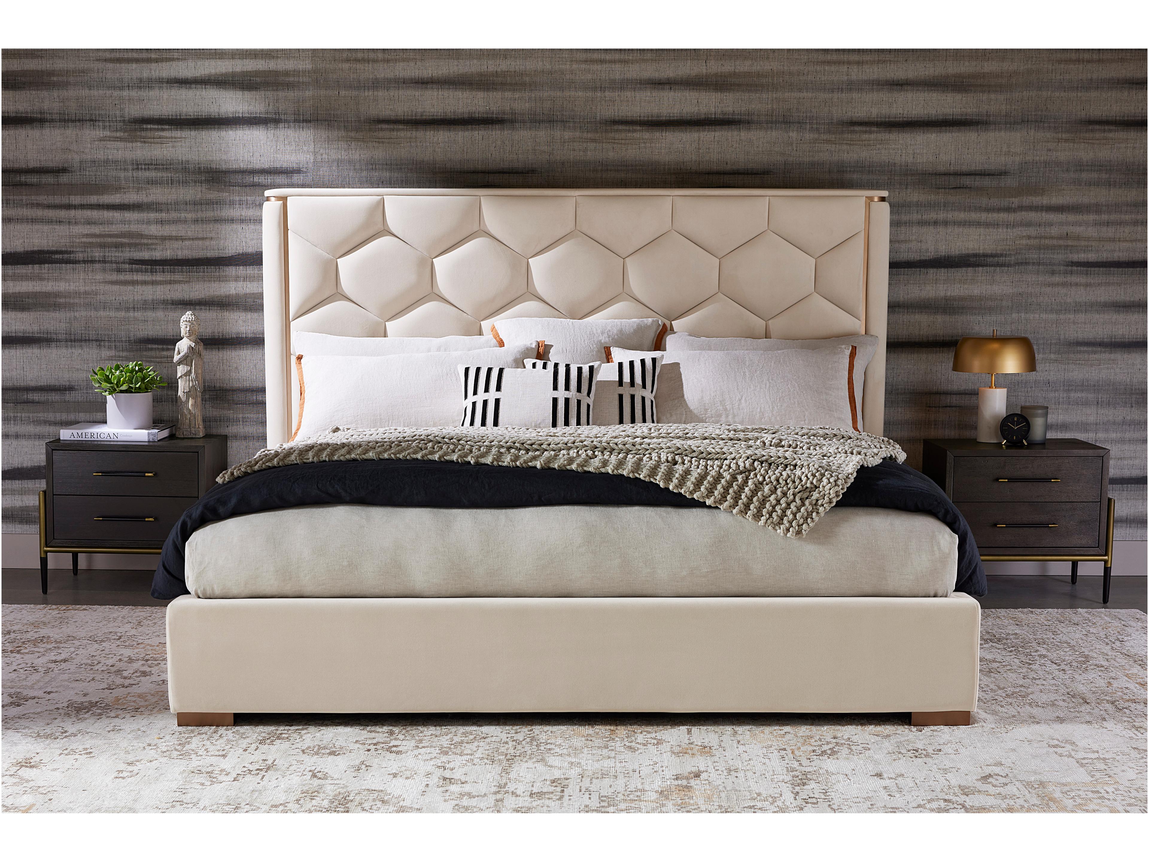 Sunpan Alisha Meg Taupe Beige Upholstered King Platform Bed