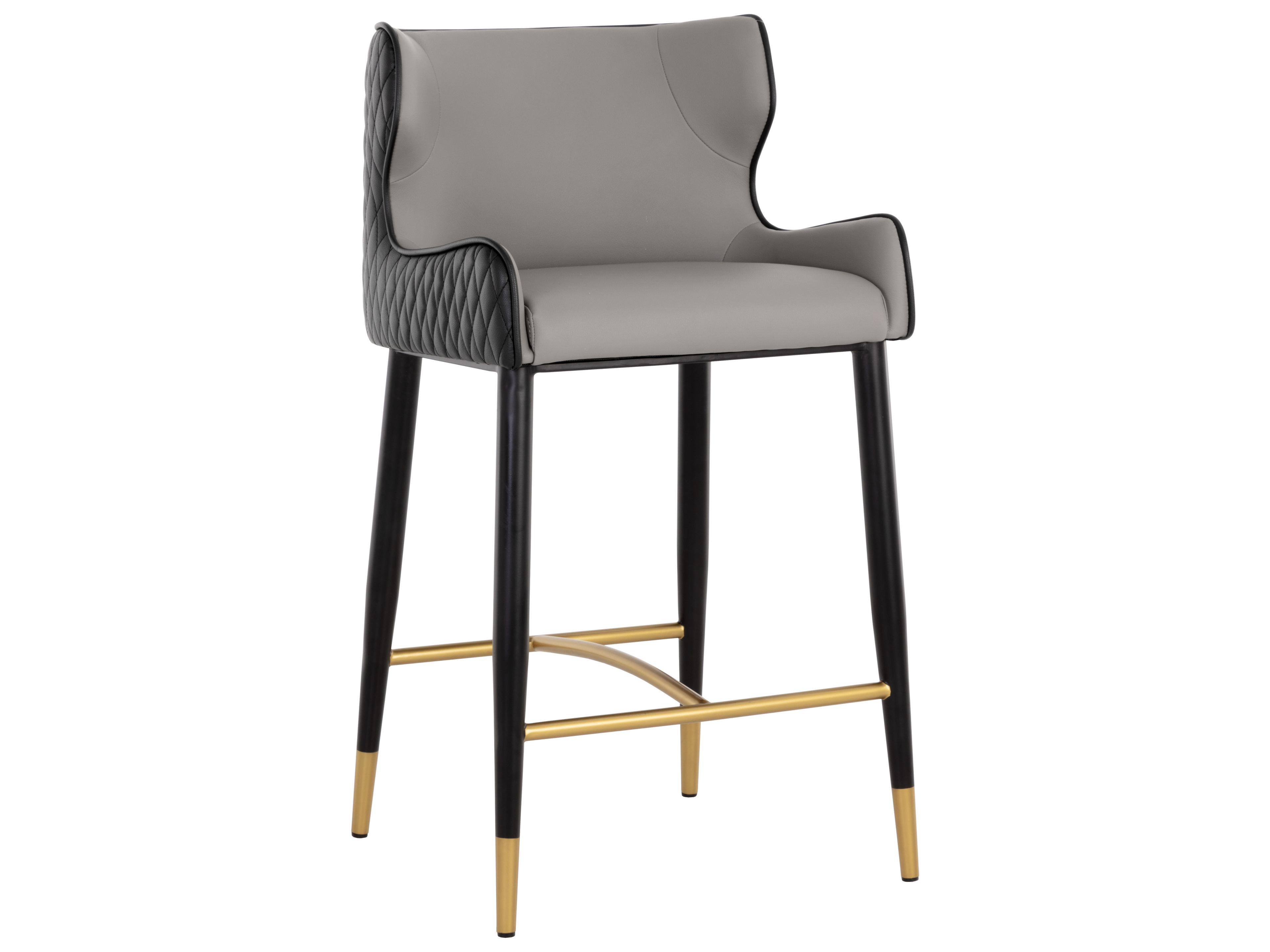 Gianni Dillon Stratus Black Faux Leather Counter Stool