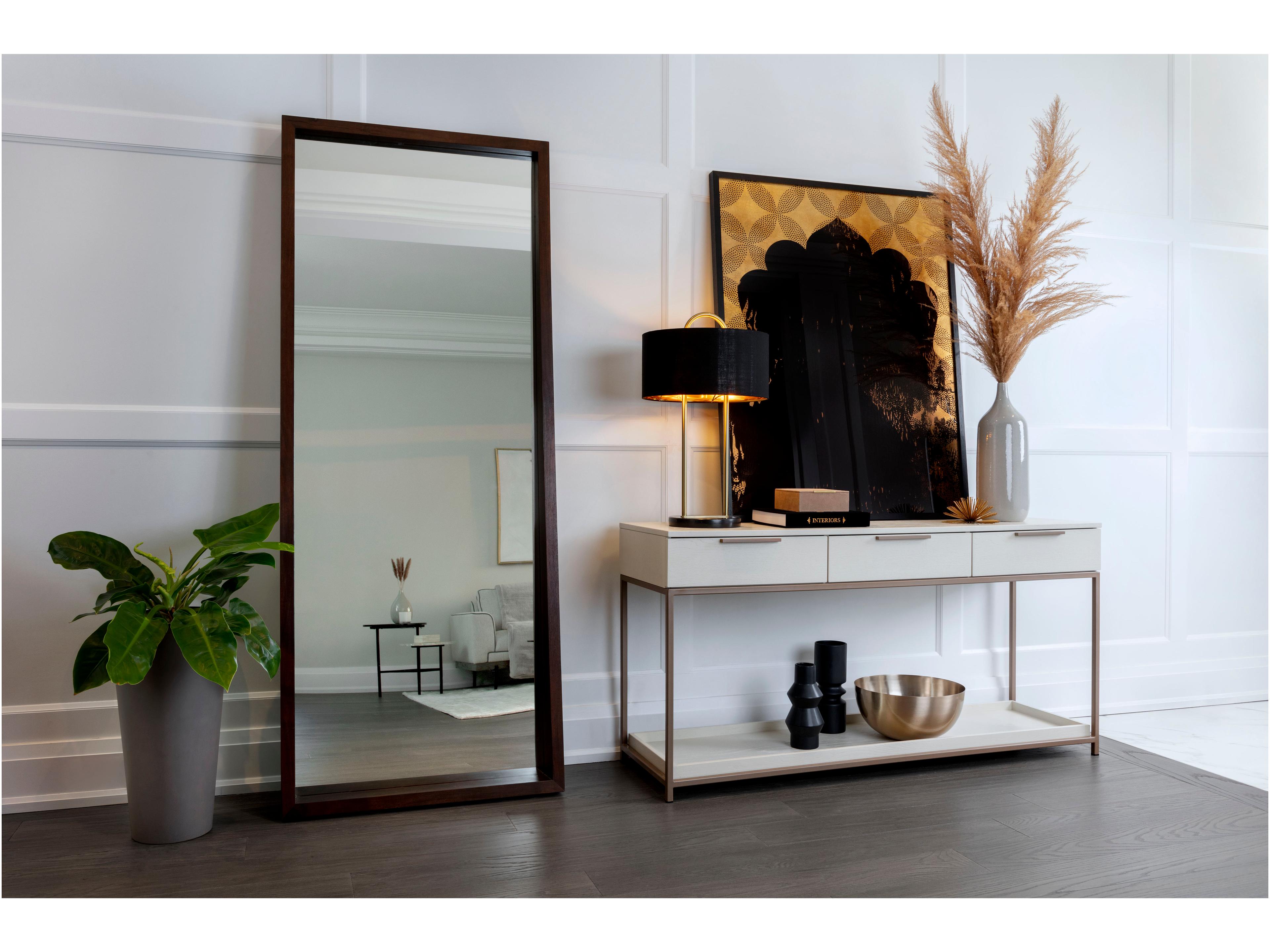 Sunpan Rebel Rectangular Wood Champagne Gold Cream Console Table