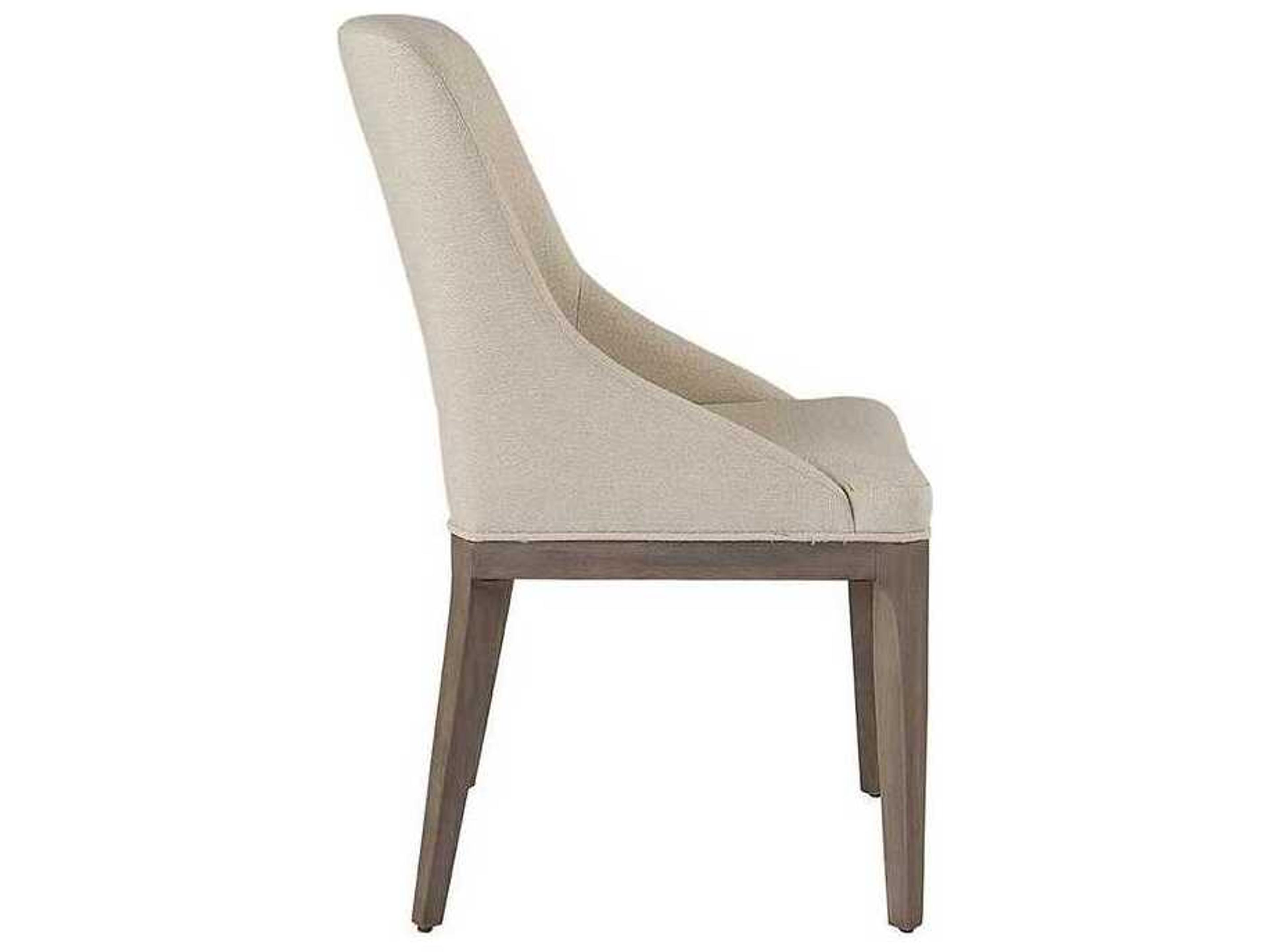 Sunpan Estrada Oak Wood Beige Upholstered Side Dining Chair