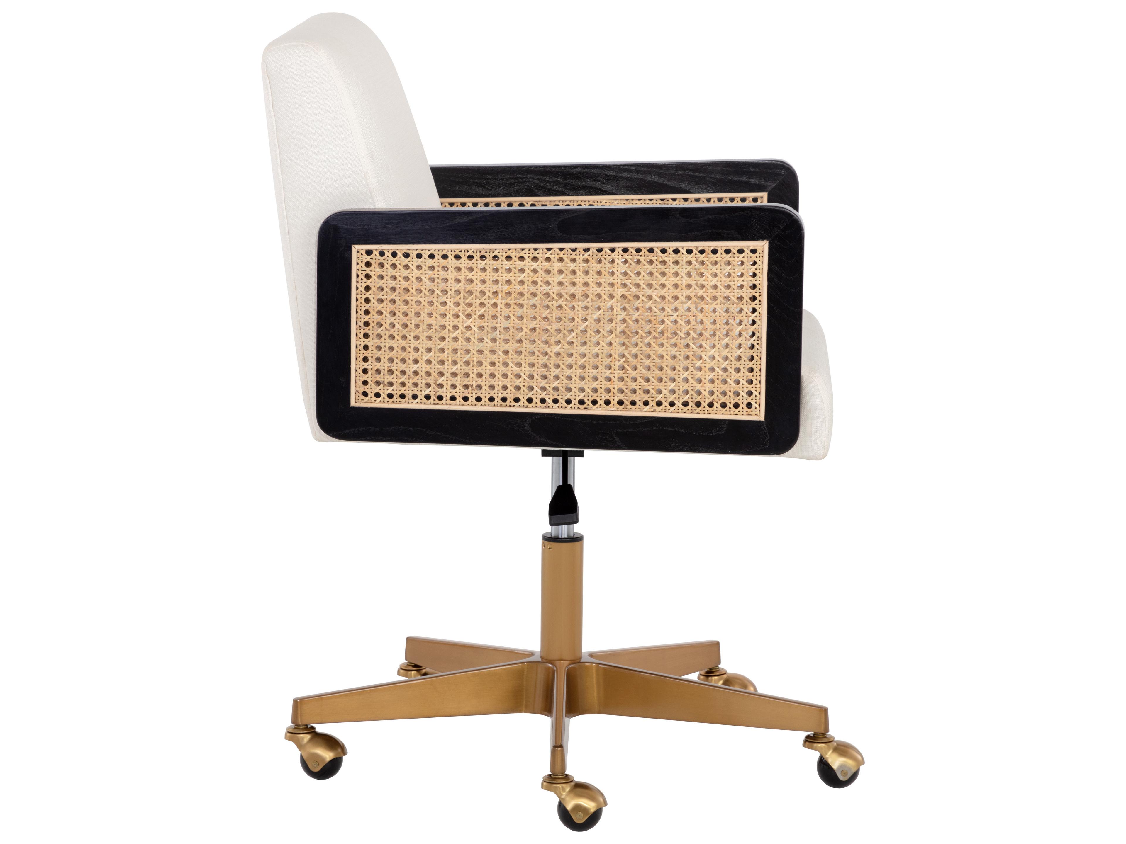 Sunpan Claudette Linoso Ivory Upholstered Adjustable Computer Chair