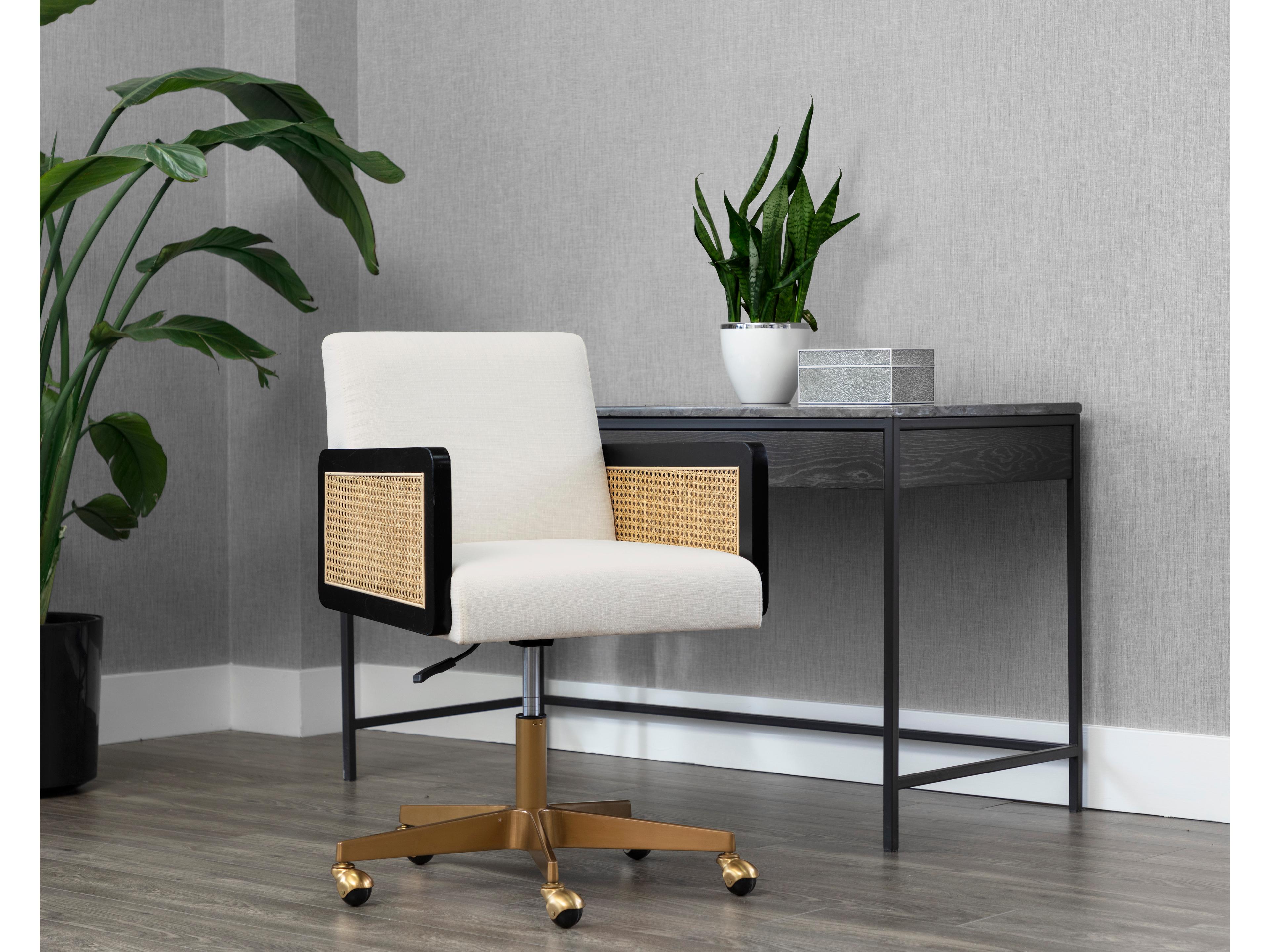 Sunpan Claudette Linoso Ivory Upholstered Adjustable Computer Chair