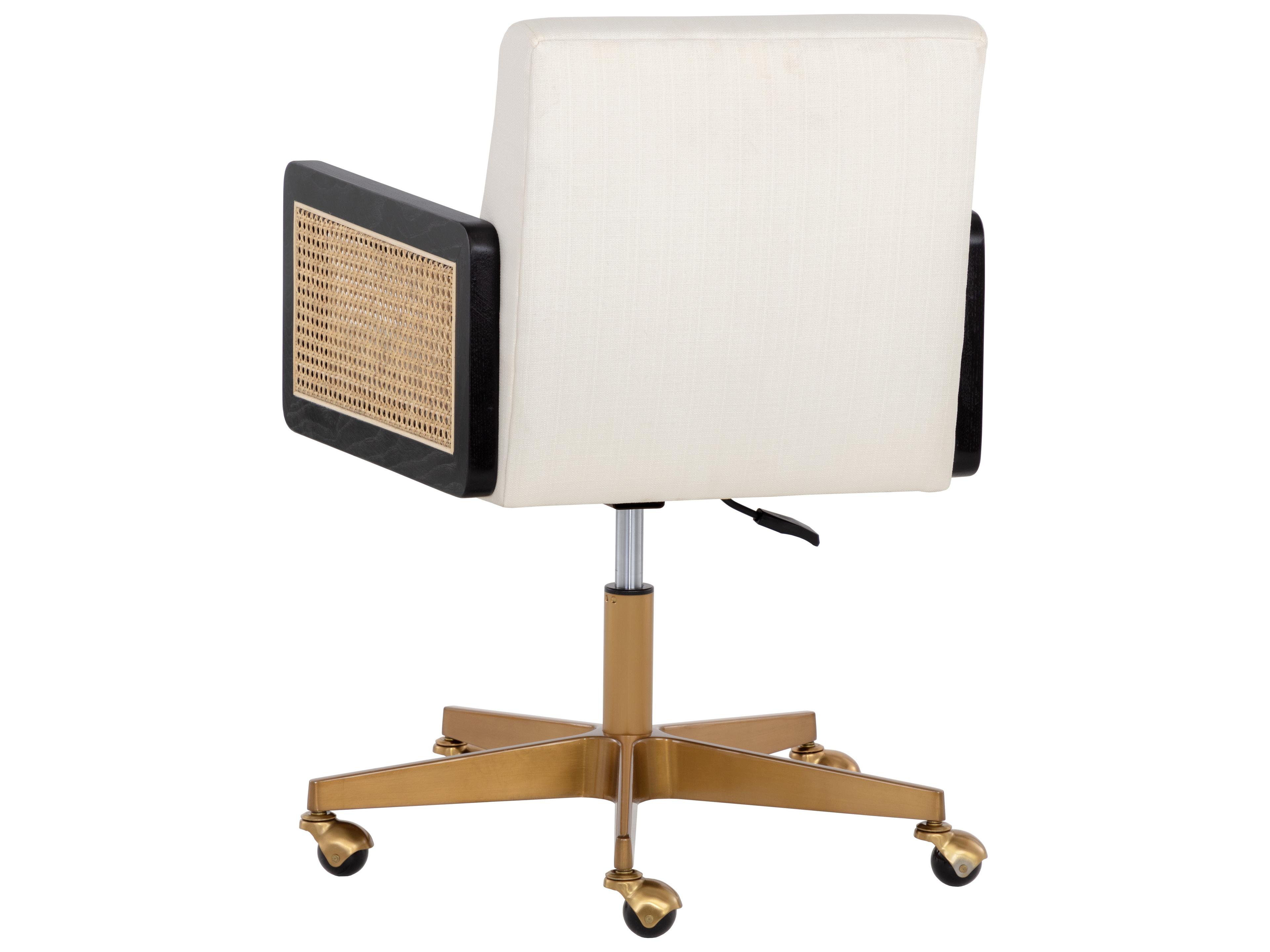 Sunpan Claudette Linoso Ivory Upholstered Adjustable Computer Chair