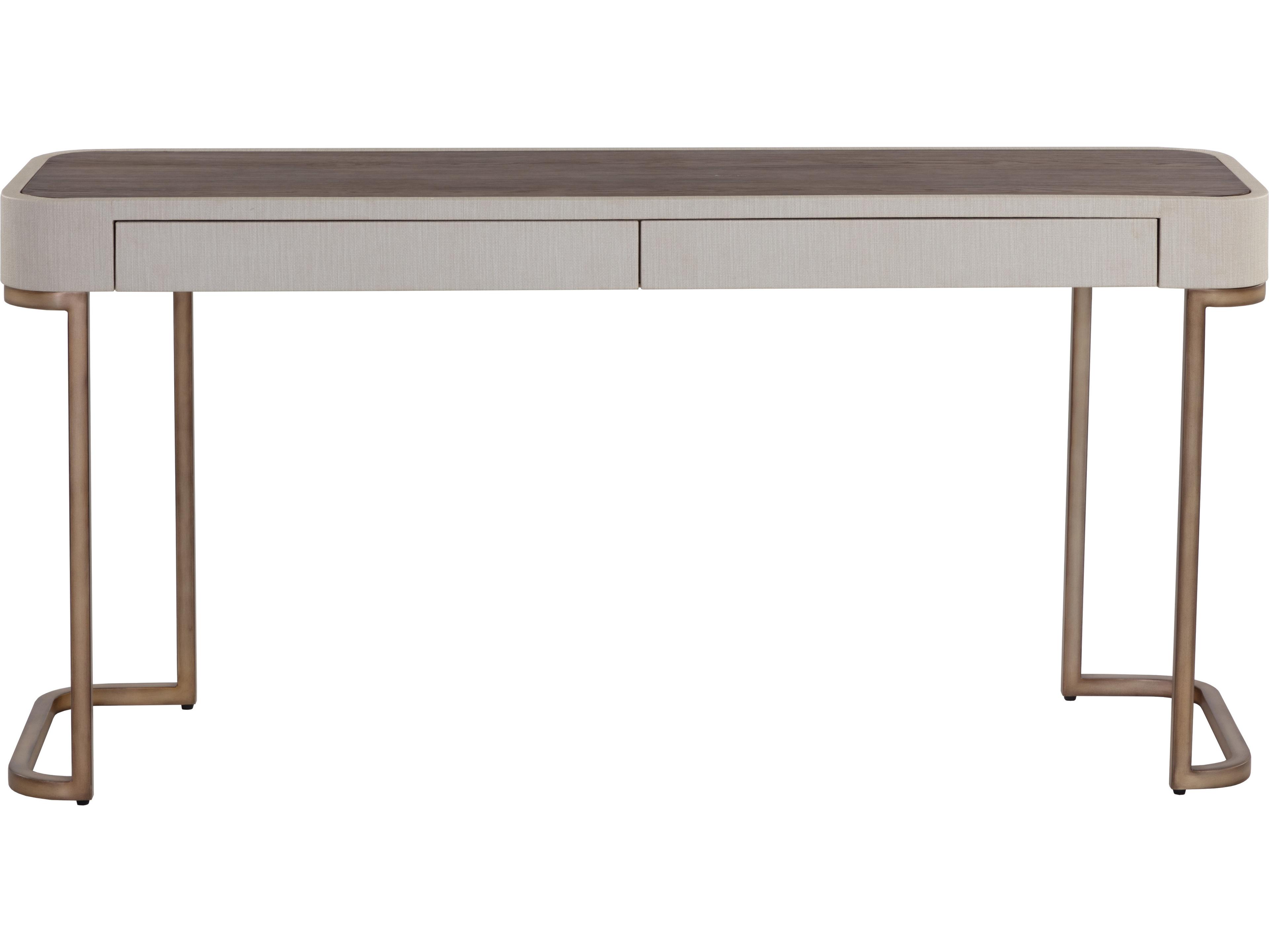 Sunpan Jamille Rectangular Wood Cream Warm Brass Console Table