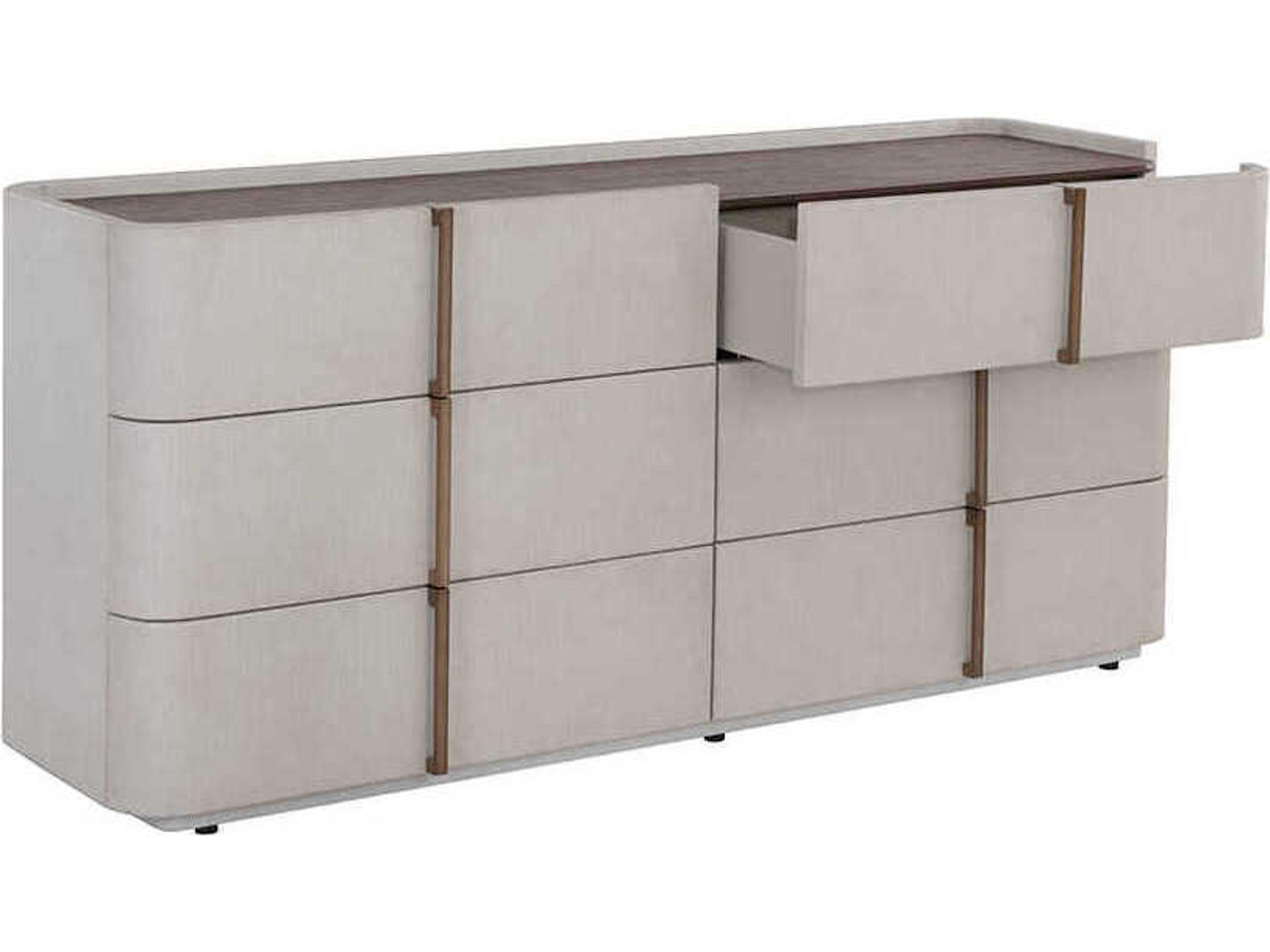 Sunpan Jamille 6-Drawers Beige Oak Wood Double Dresser