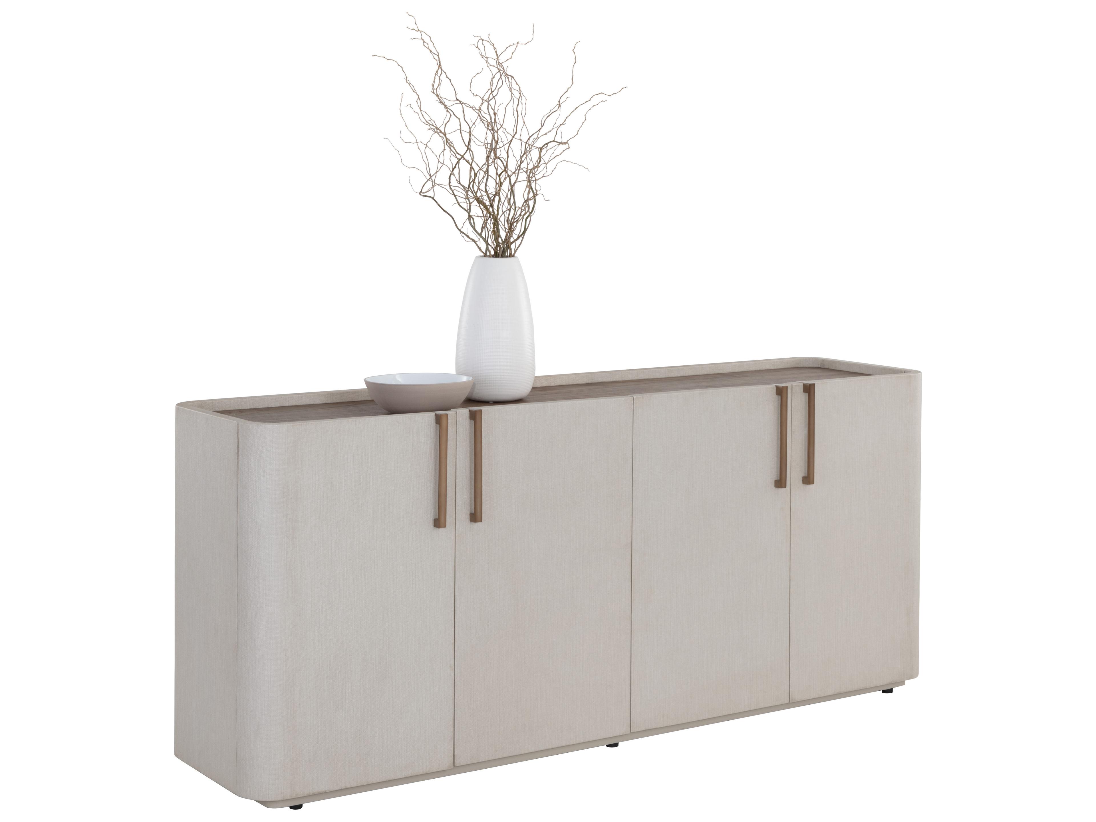 Sunpan Jamille 80" Acacia Wood Cream Sideboard