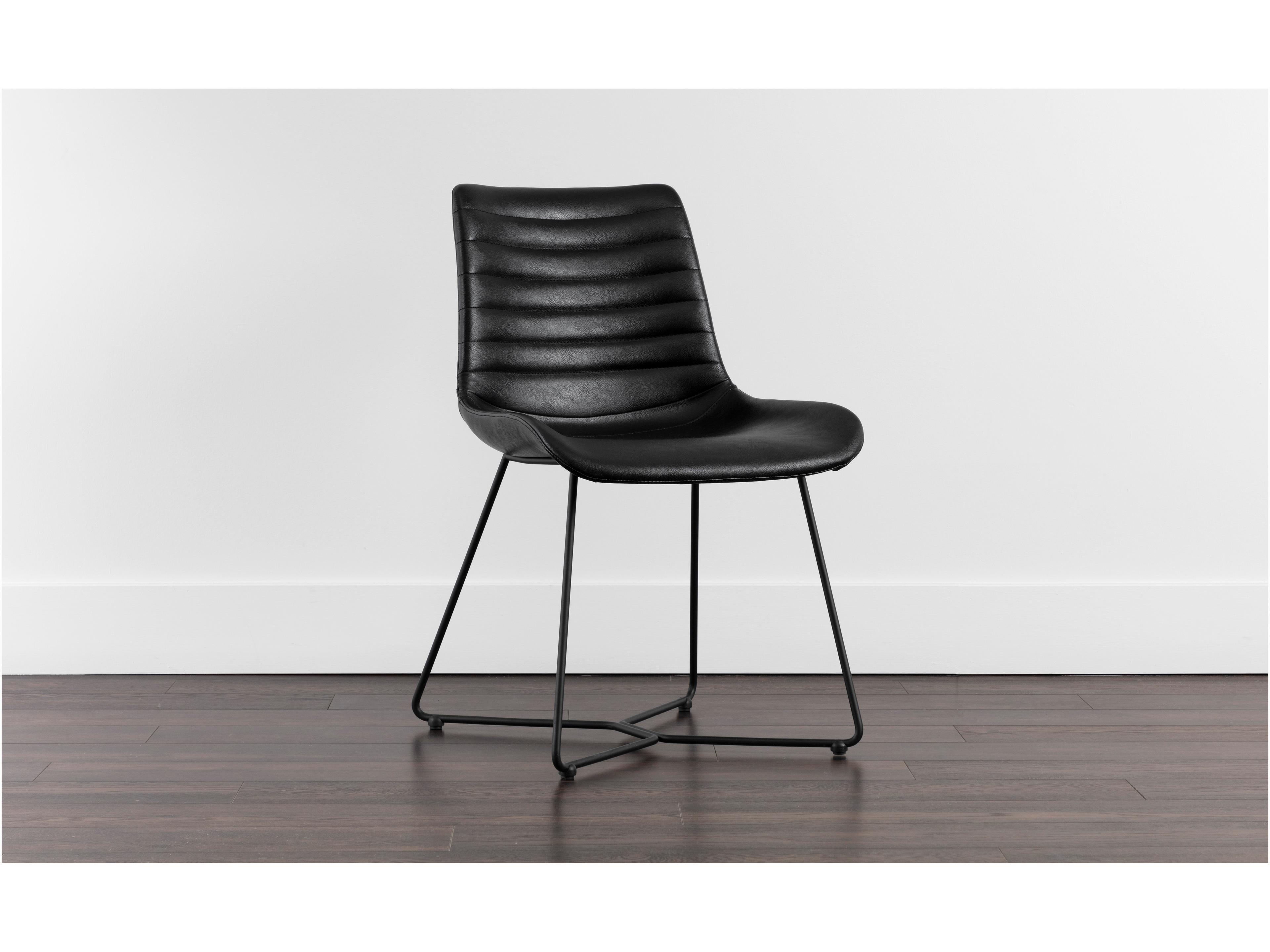 Sunpan Gracen Black Faux Leather Side Dining Chair