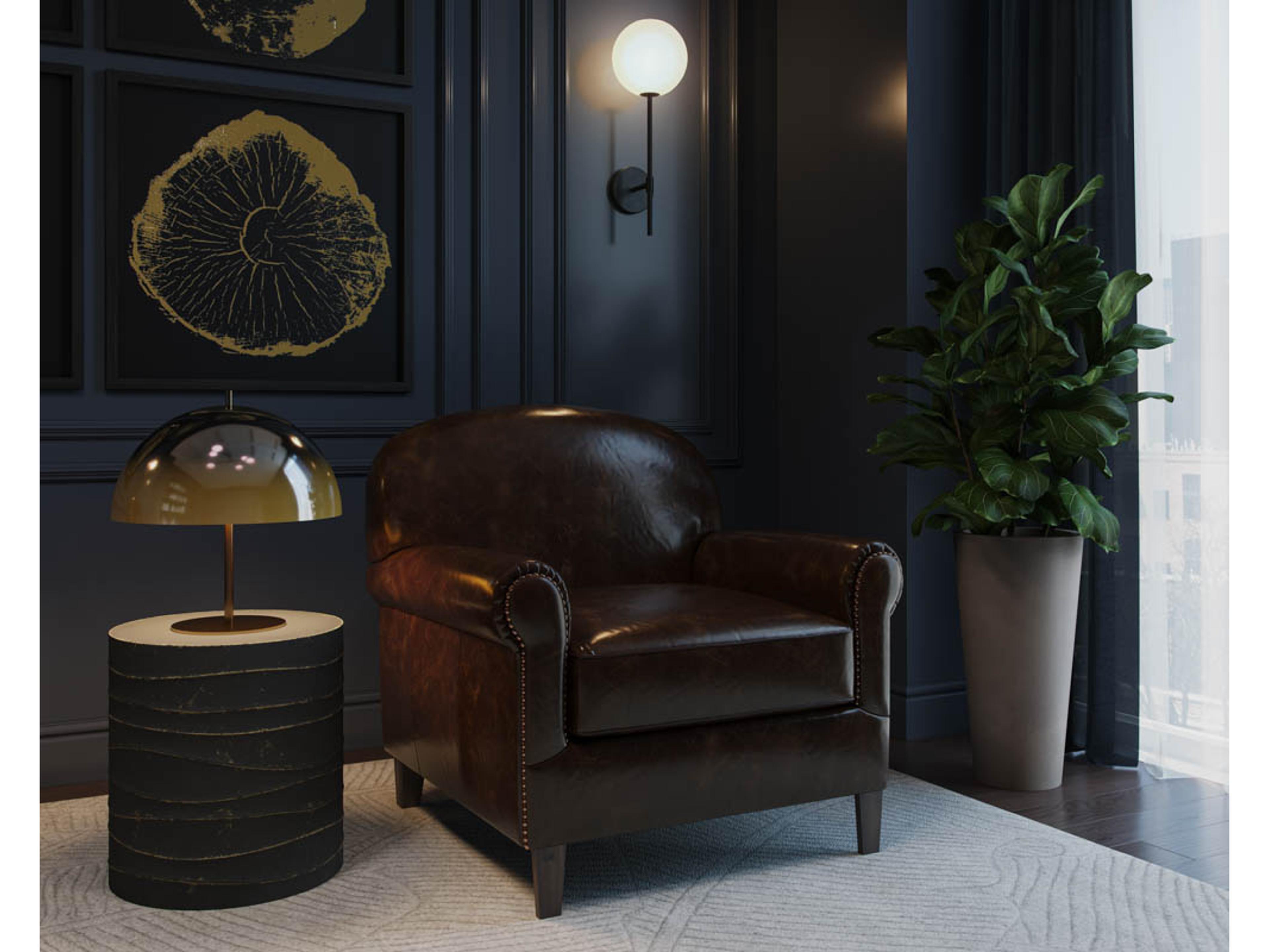 Sunpan Bastoni Brown Leather Club Chair