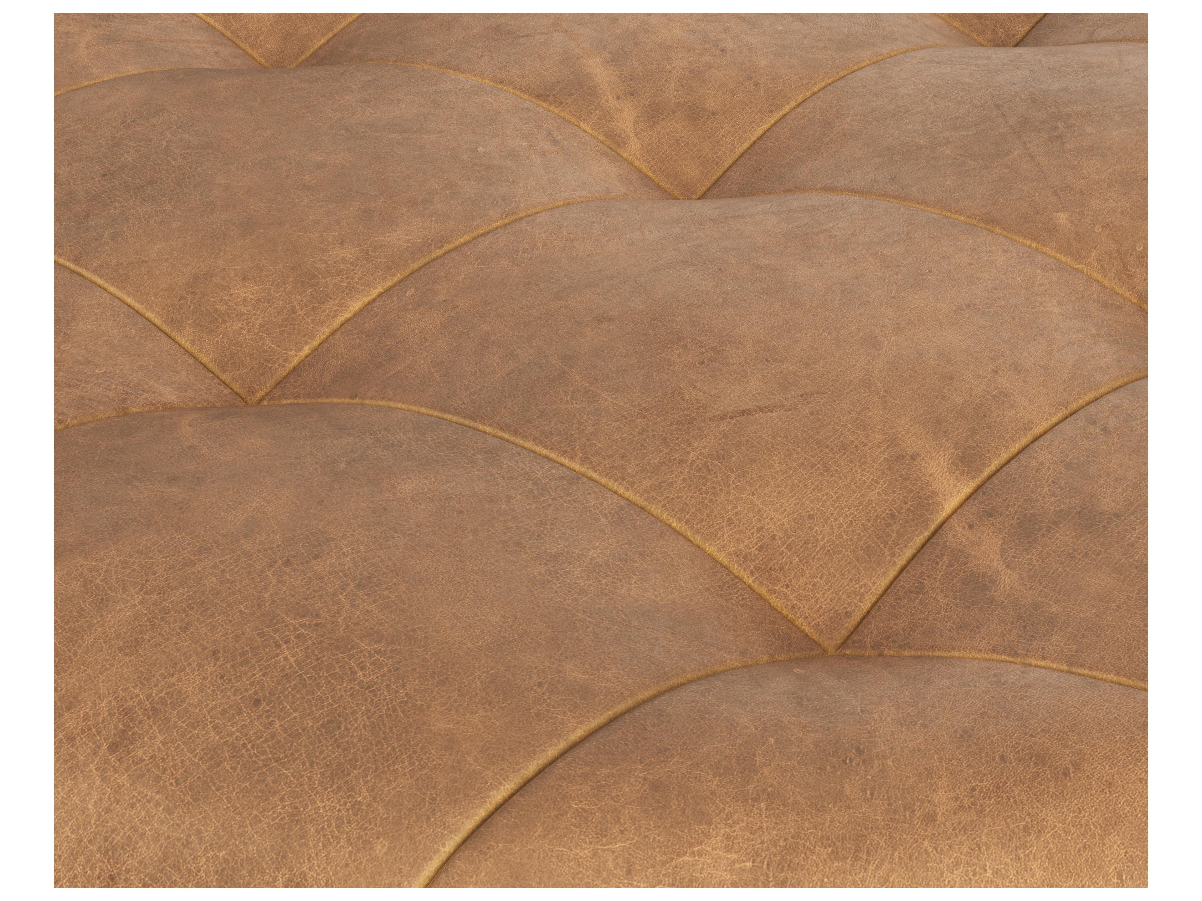 Sunpan Nilda Camel Leather Brown Upholstered Ottoman