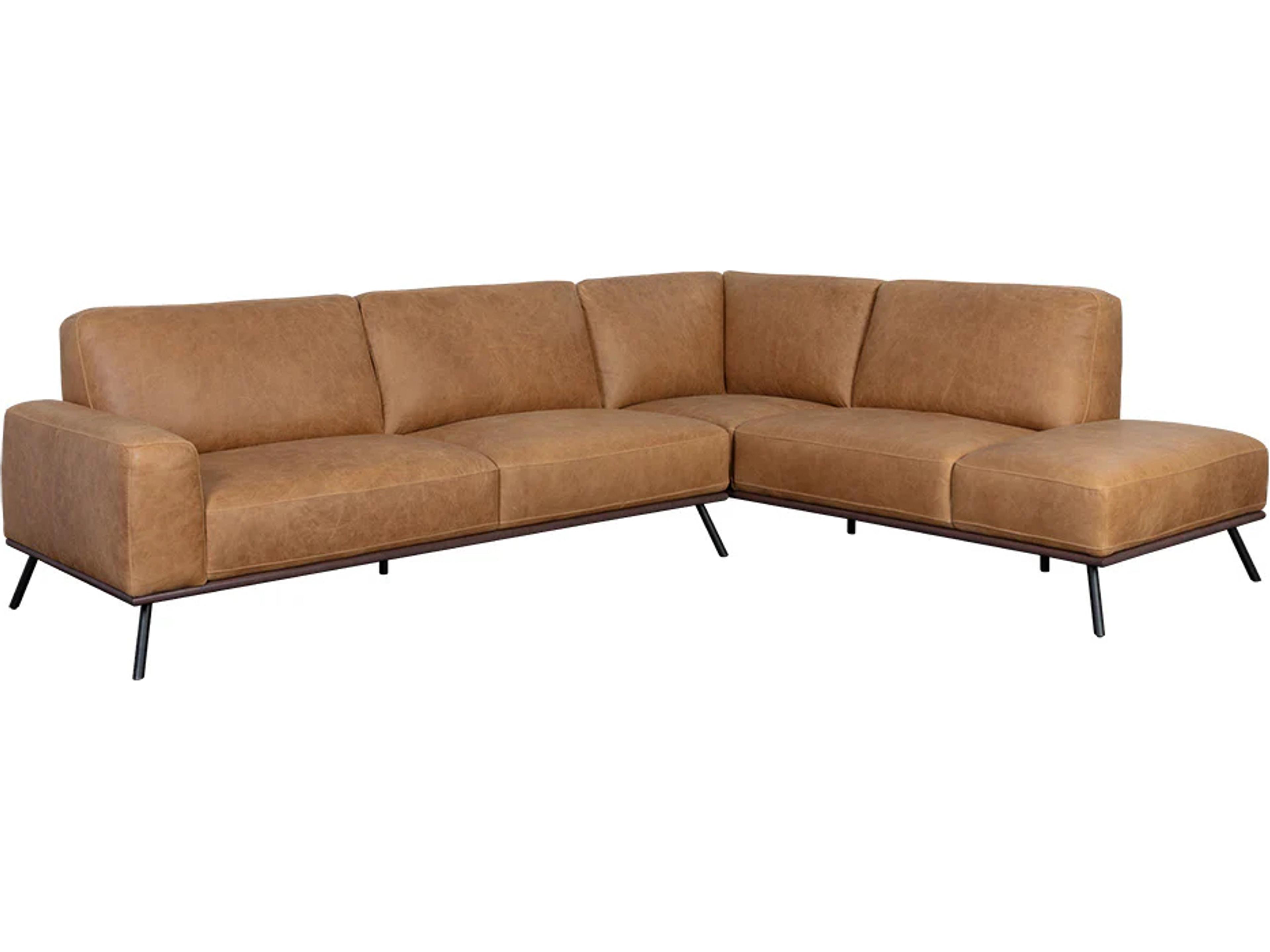 Brandi Camel Leather Brown Upholstered Sofa