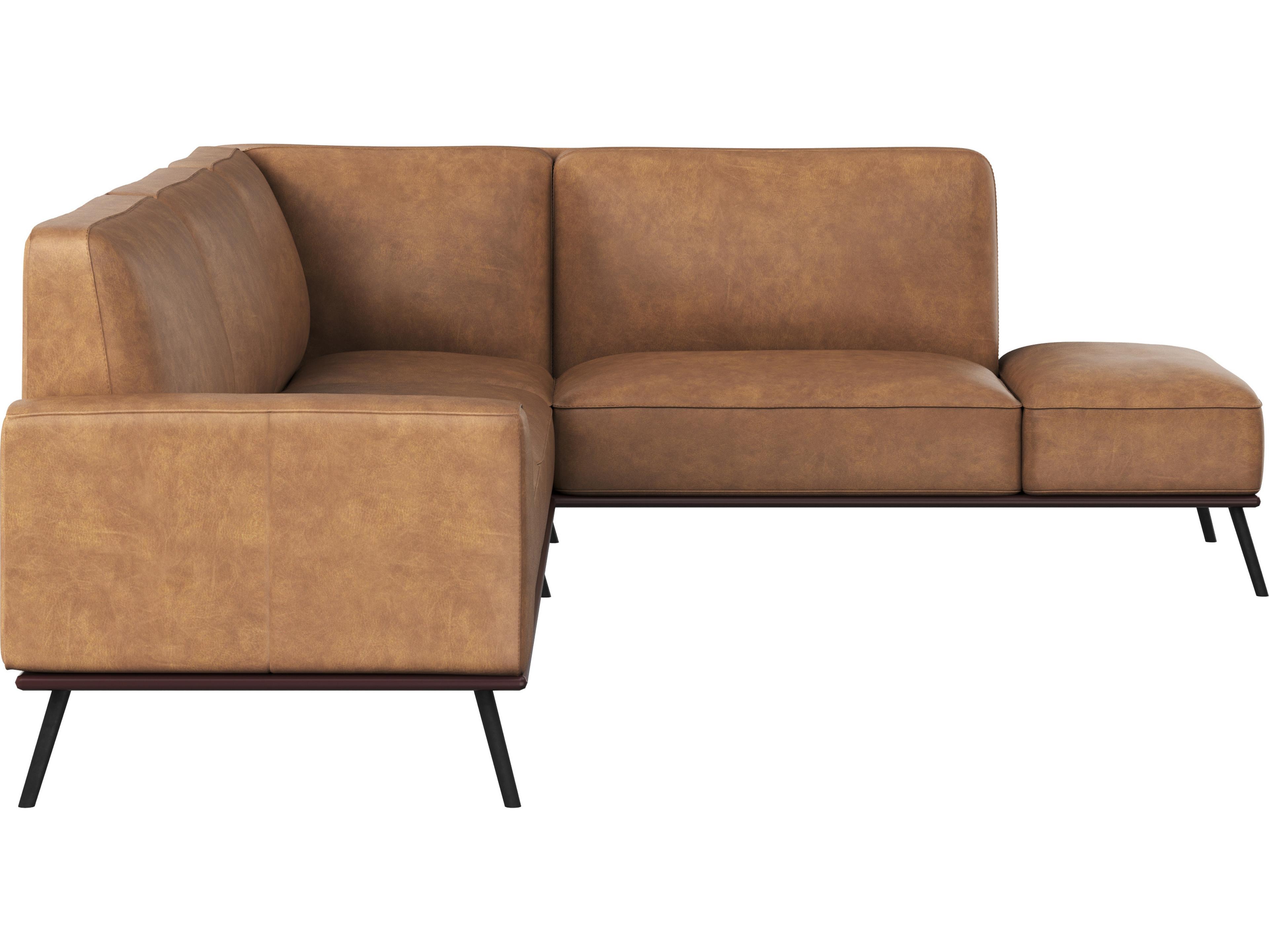 Sunpan Brandi Camel Leather Brown Upholstered Sofa