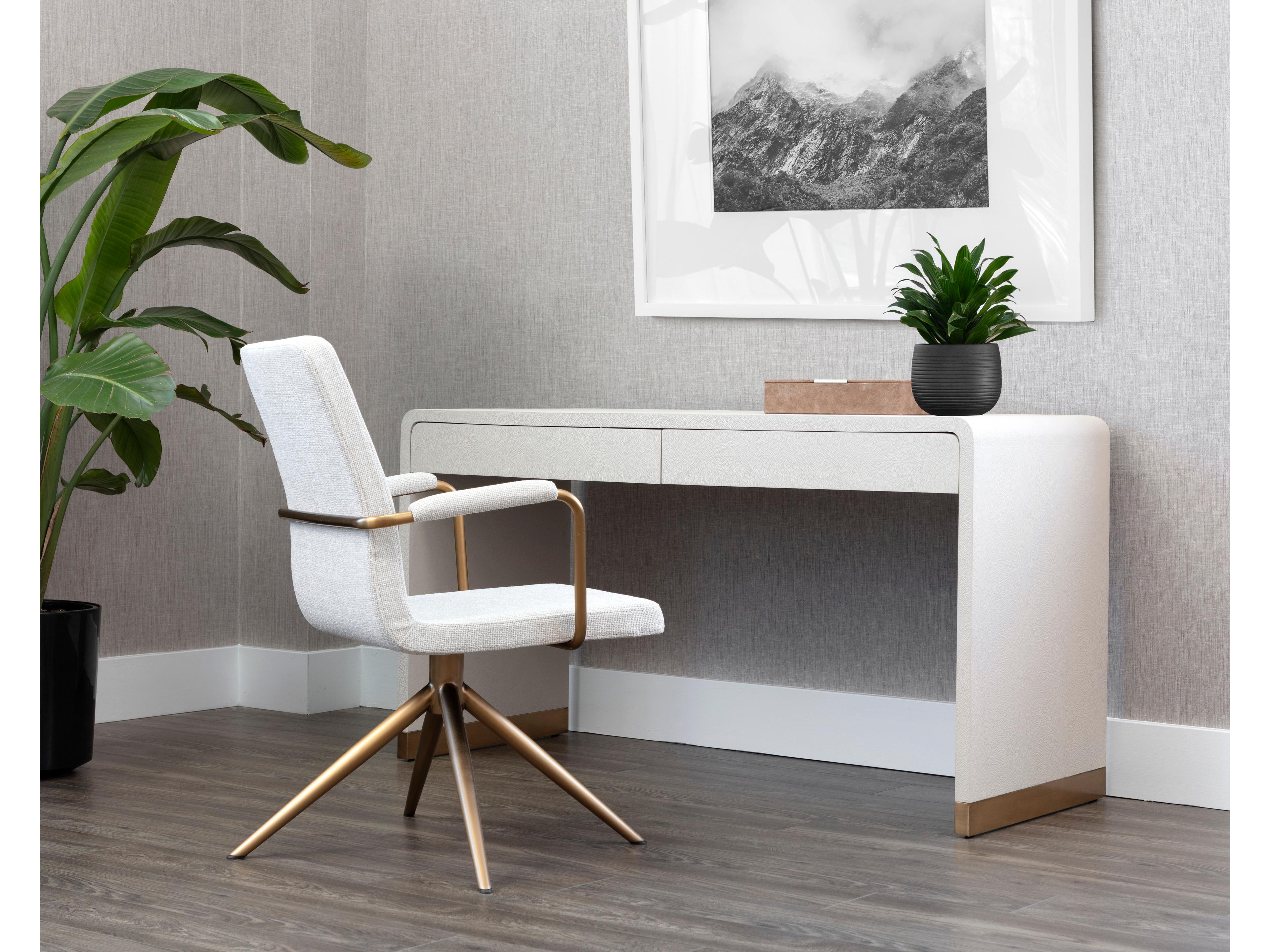Sunpan Ilona Oyster Shagreen White Secretary Desk