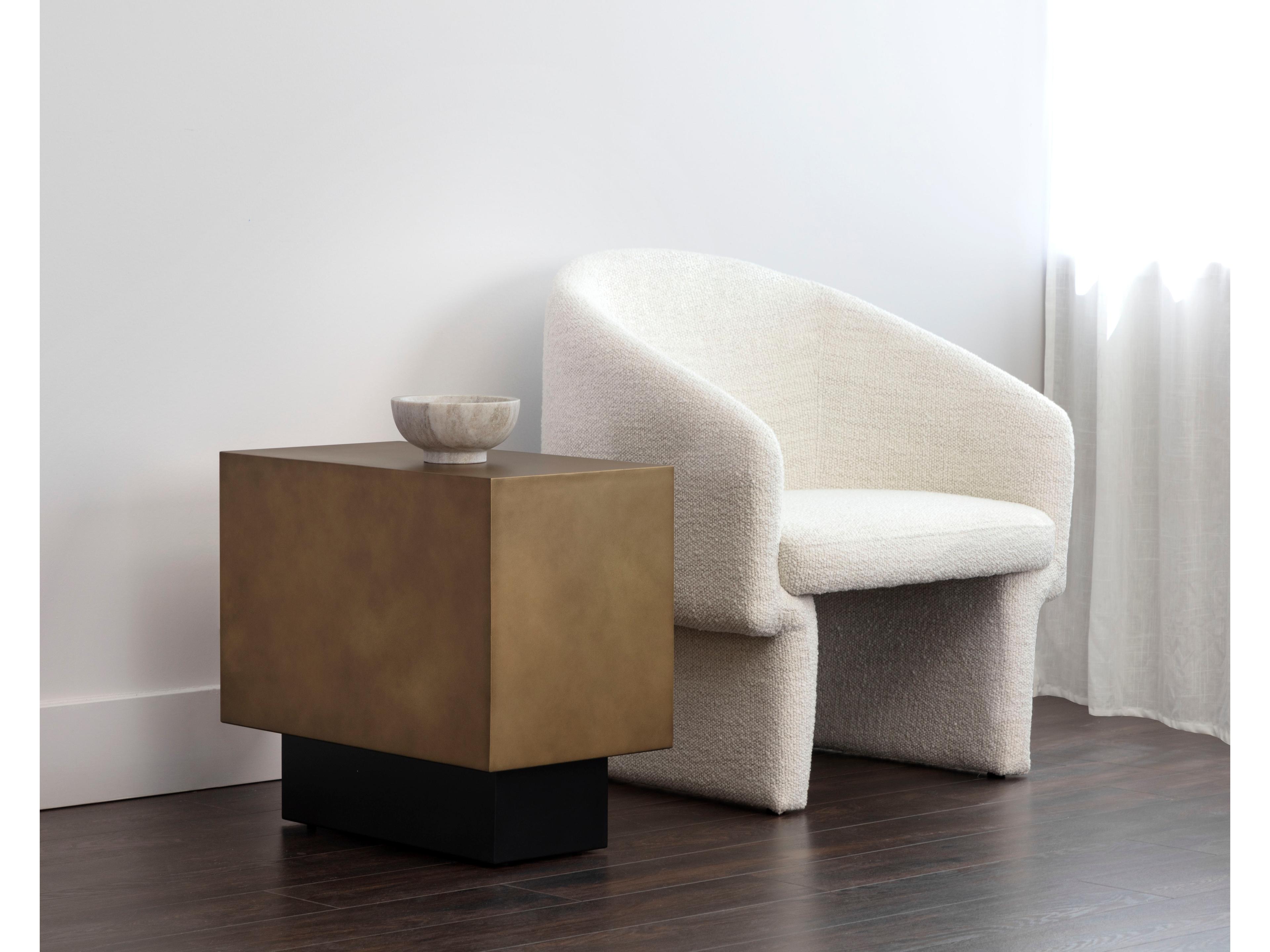 Sunpan Blakely Rectangular Metal Antique Brass End Table