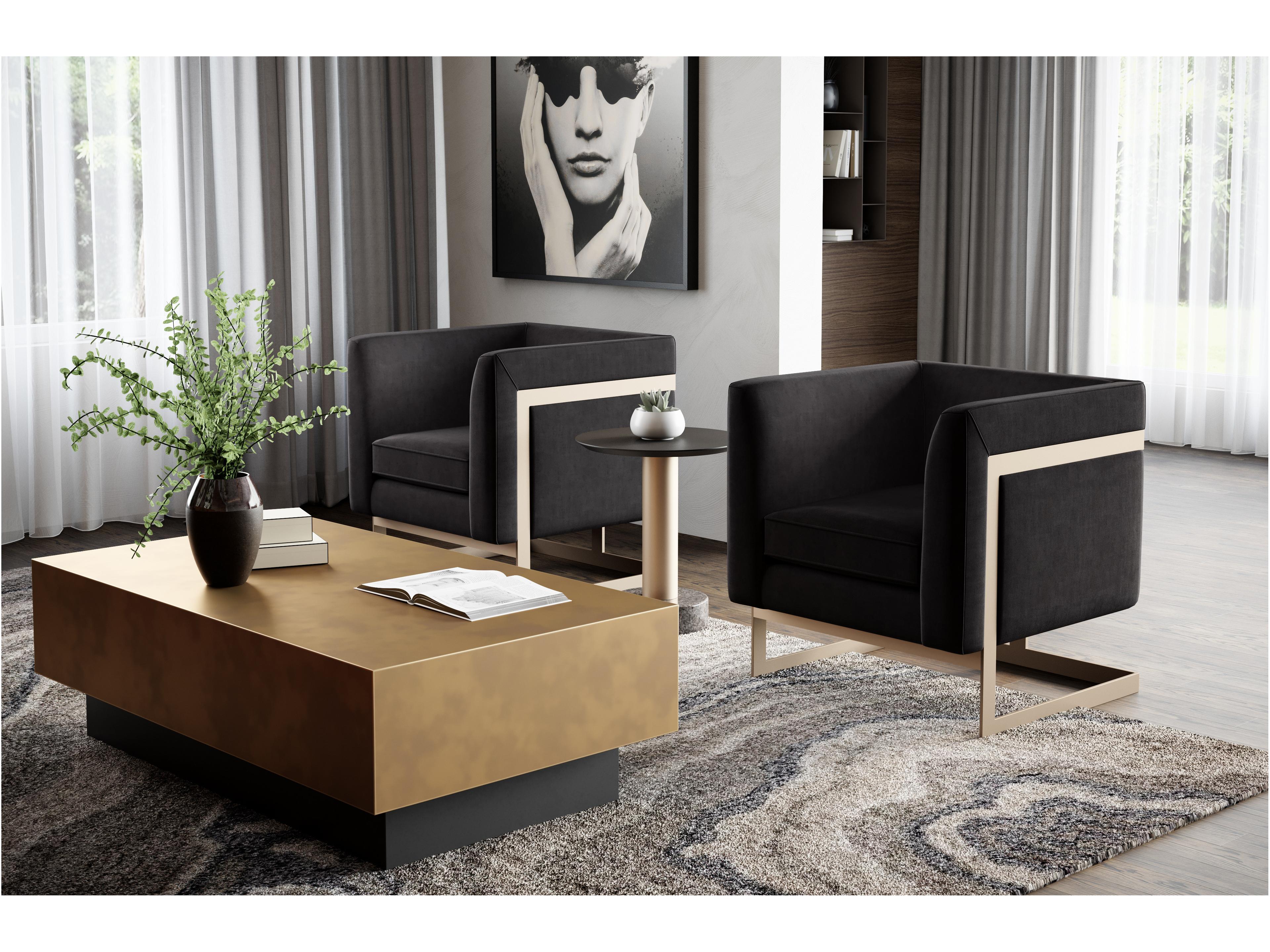 Sunpan Blakely Rectangular Metal Gold Coffee Table