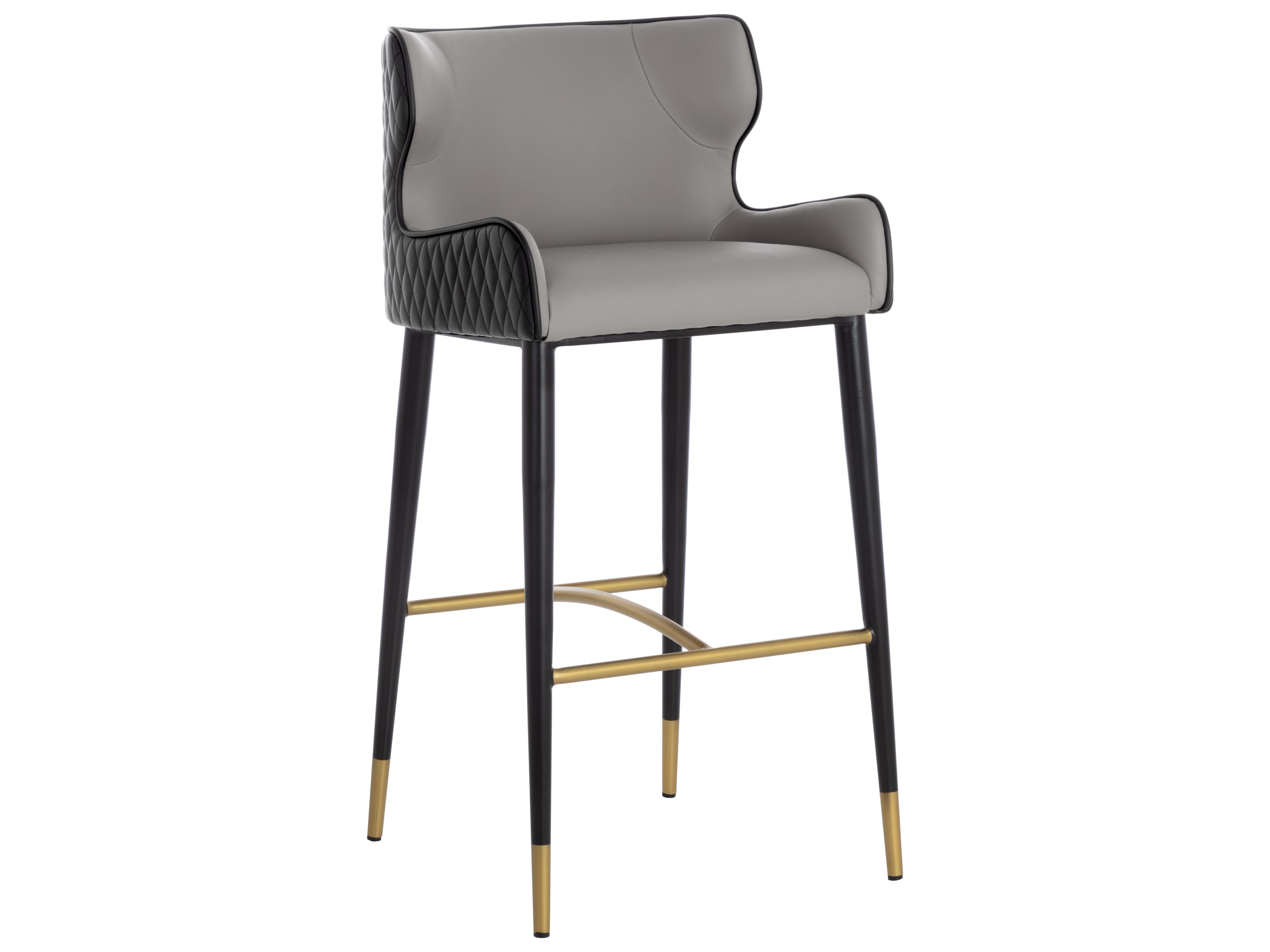 Gianni Dillon Stratus Black Faux Leather Bar Stool