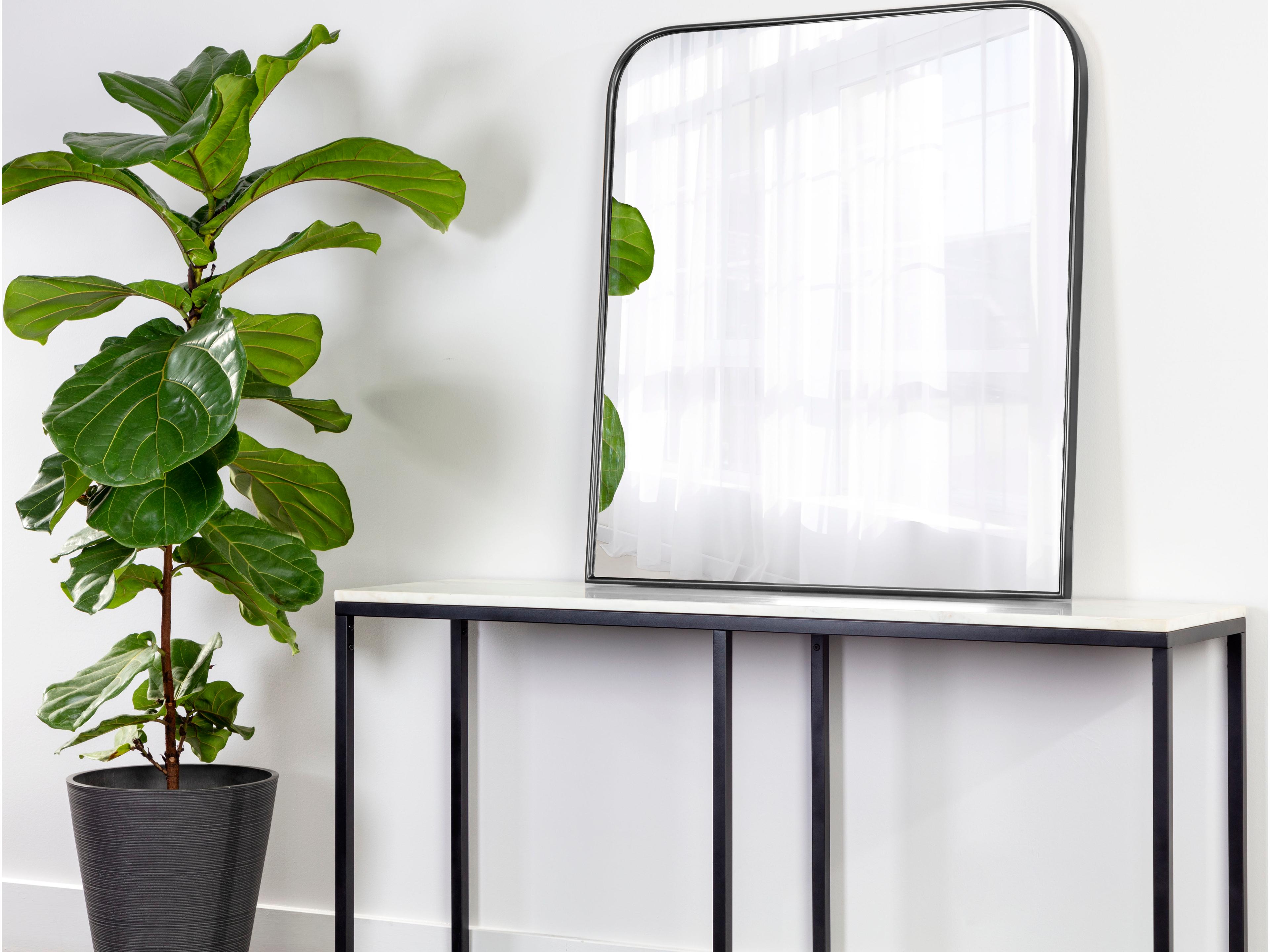 Sunpan Calabasas Black Wall Mirror Rectangular