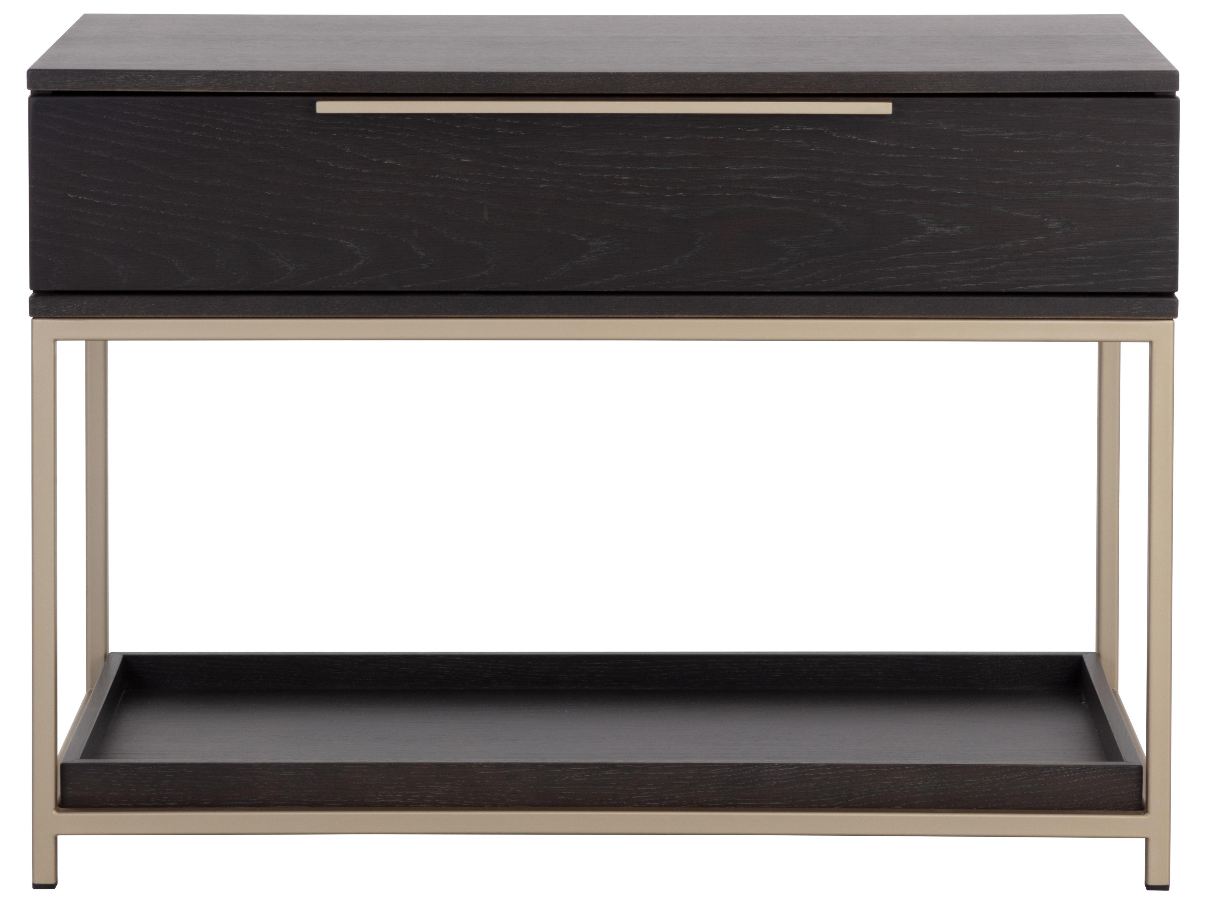 Sunpan Rebel 1-Drawer Black Oak Wood Nightstand