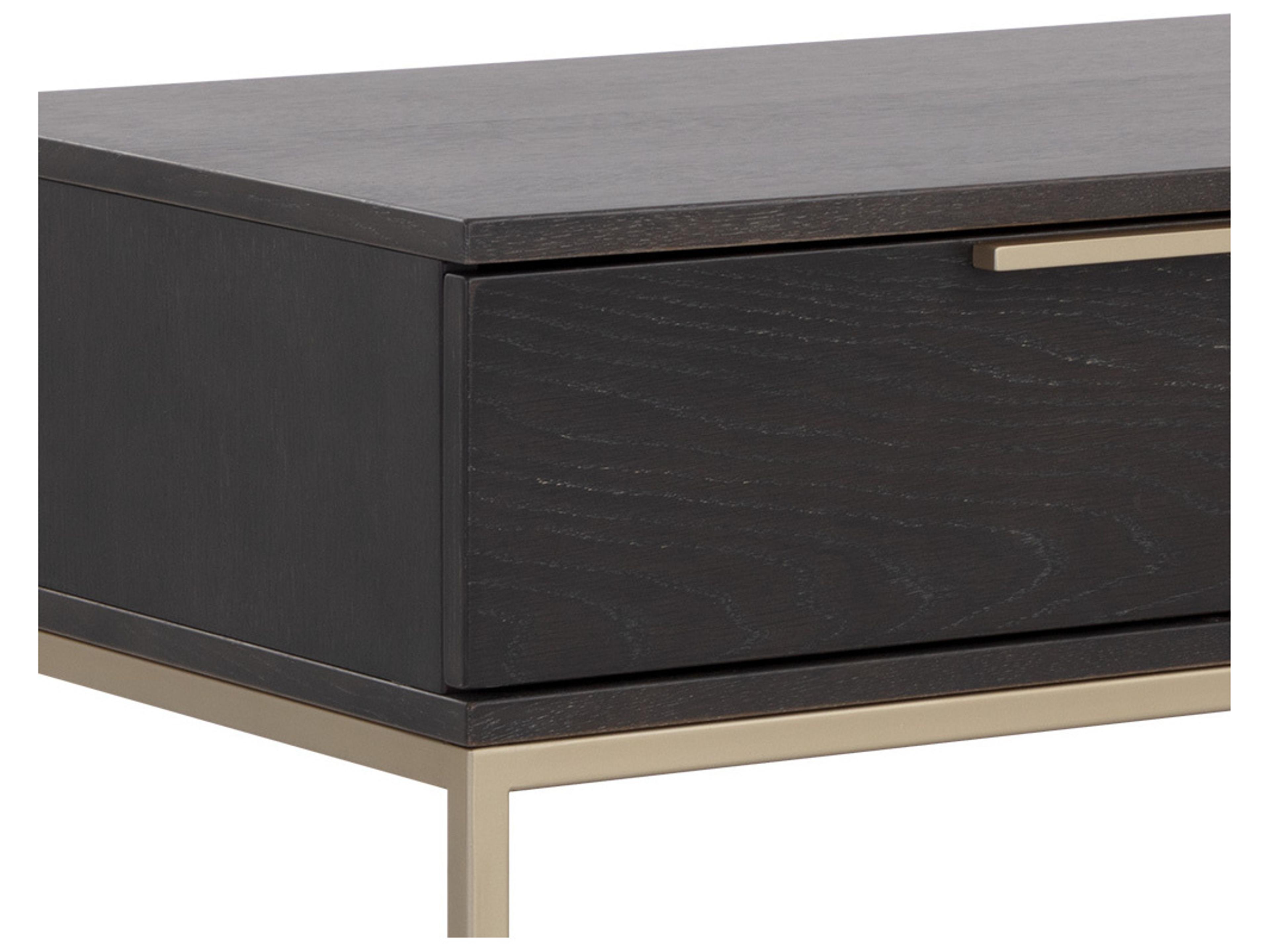 Sunpan Rebel 1-Drawer Black Oak Wood Nightstand