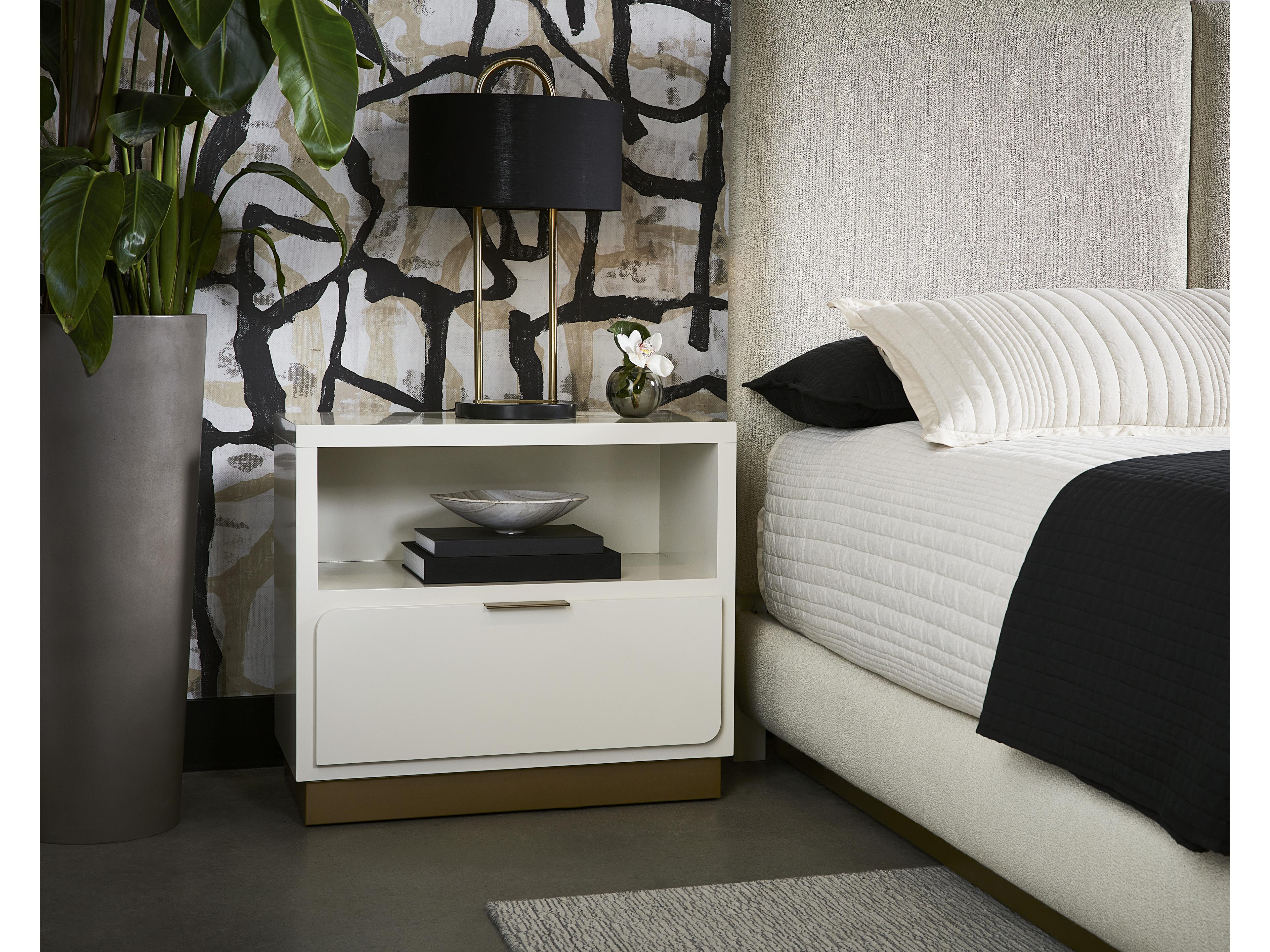 Sunpan Jenkins 1-Drawer High Gloss Cream Nightstand