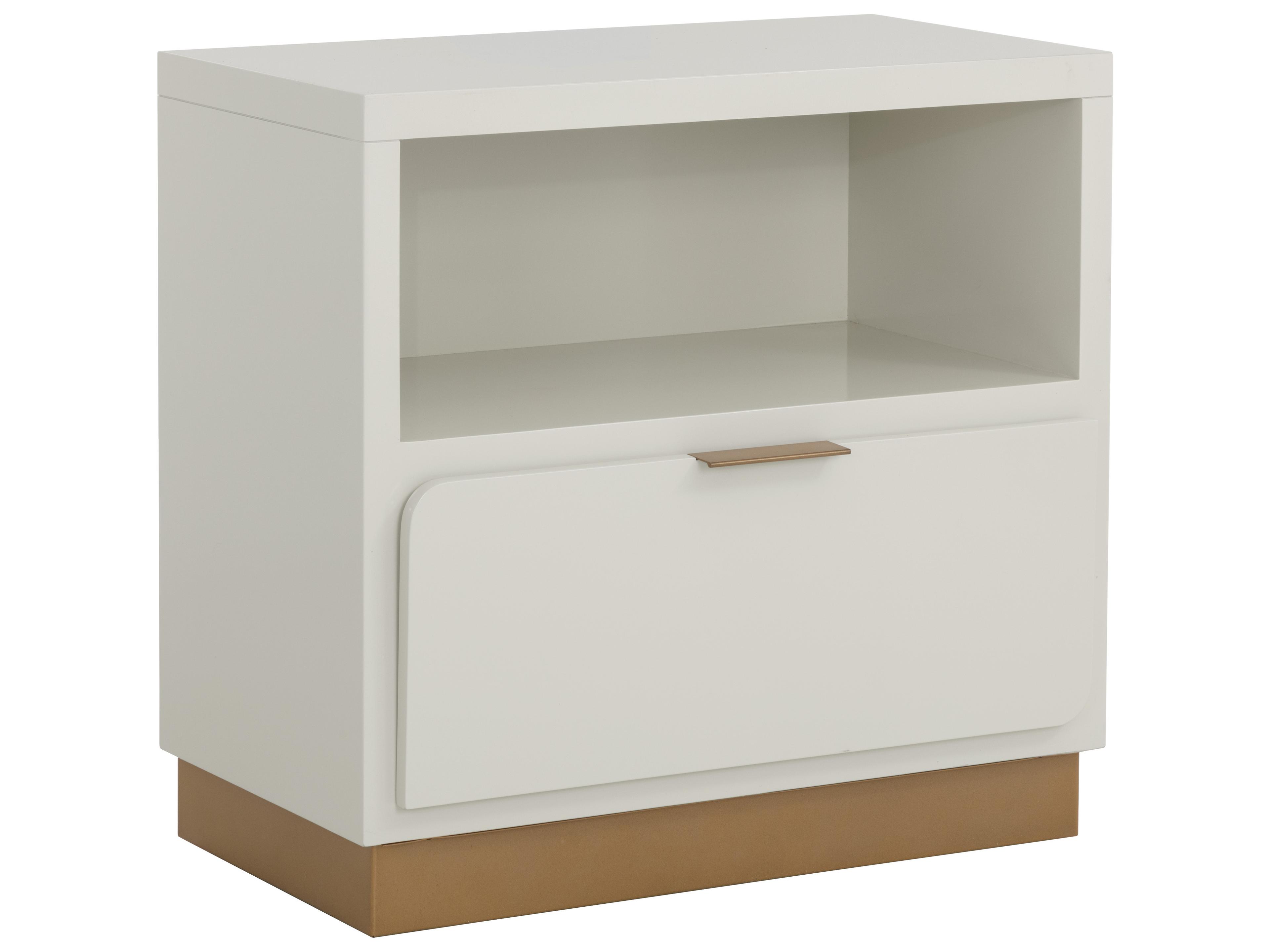 Sunpan Jenkins 1-Drawer High Gloss Cream Nightstand