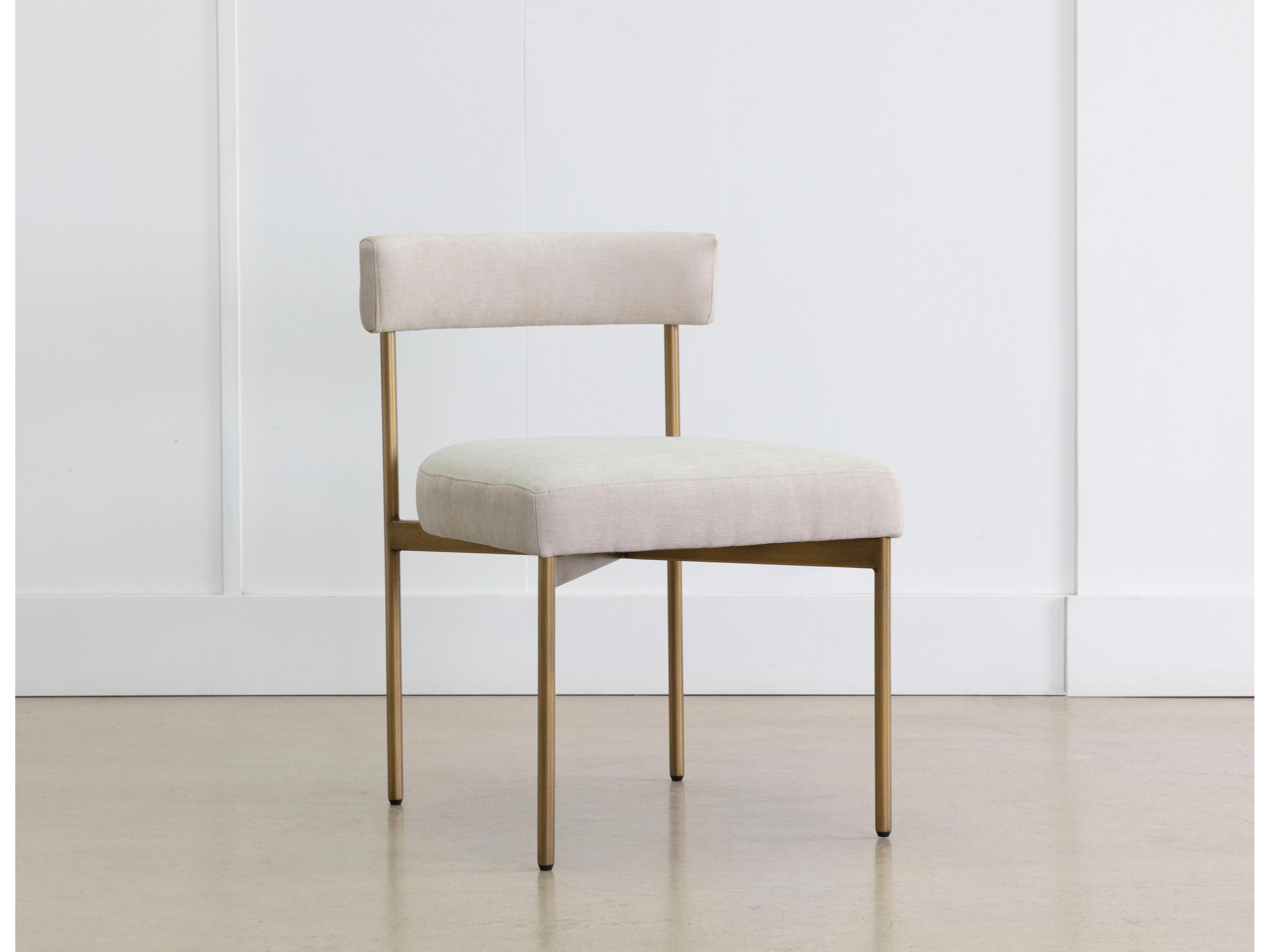 Sunpan Seneca Brass Upholstered Side Dining Chair