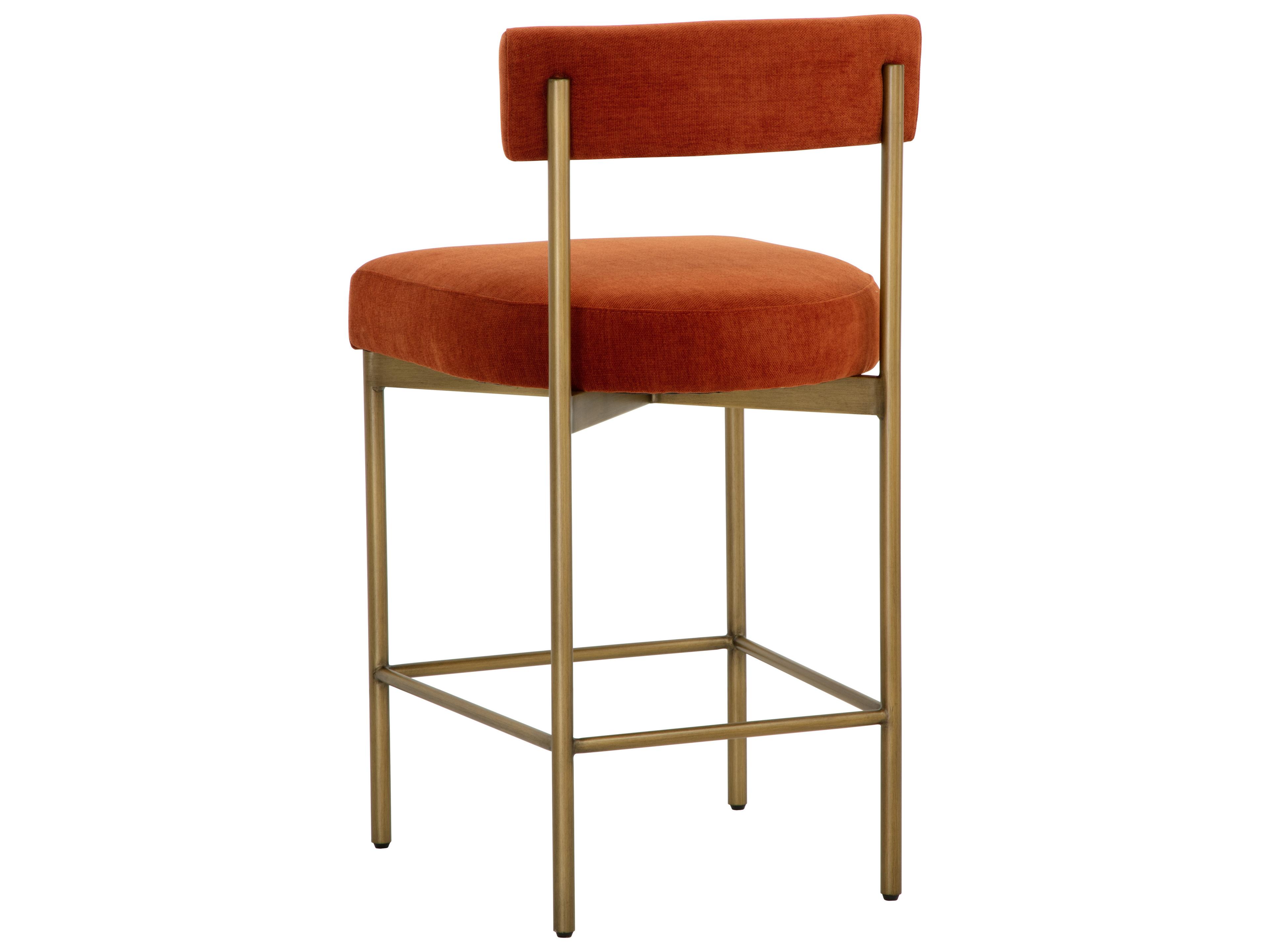 Sunpan Seneca Orange Upholstered Counter Stool