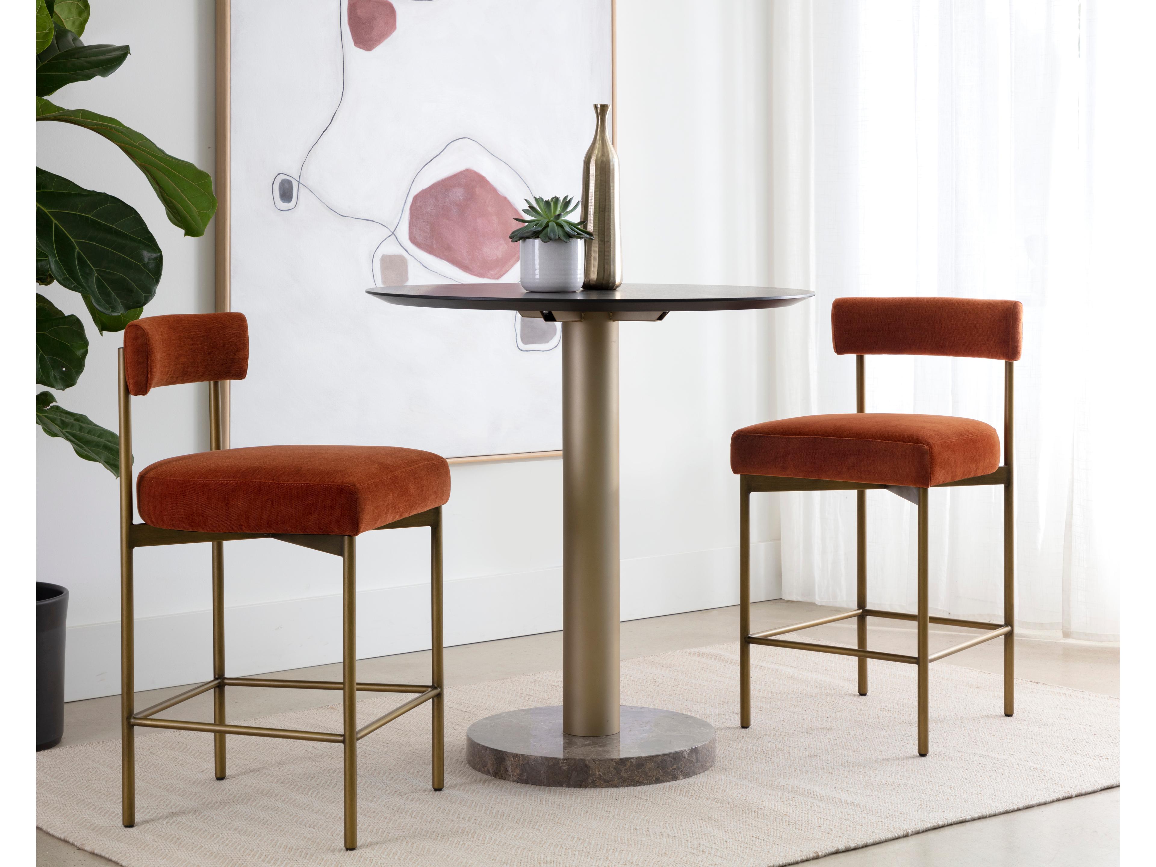 Sunpan Seneca Orange Upholstered Counter Stool