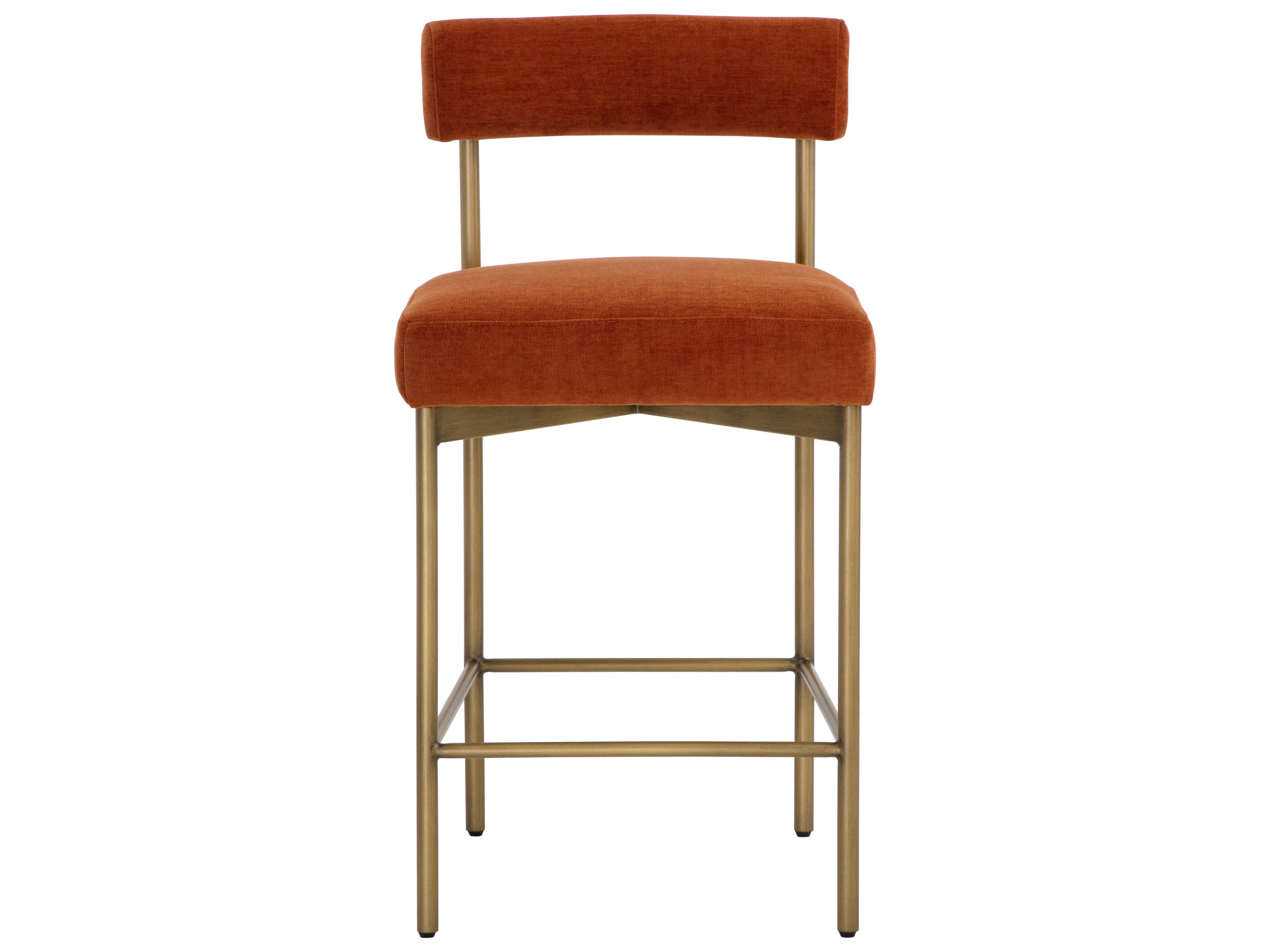 Sunpan Seneca Orange Upholstered Counter Stool