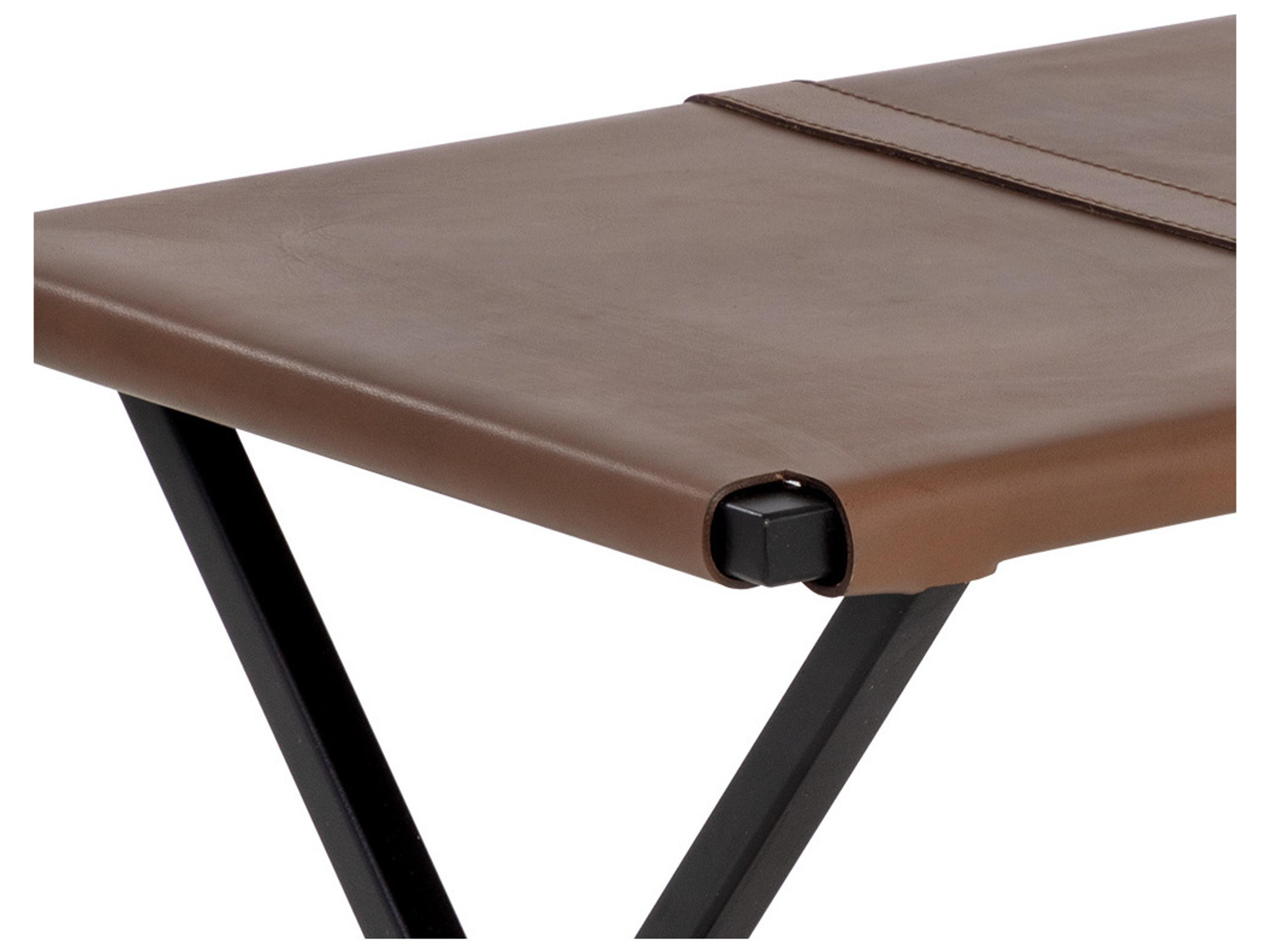 Sunpan Elon Vintage Cognac Leather Brown Upholstered Accent Stool