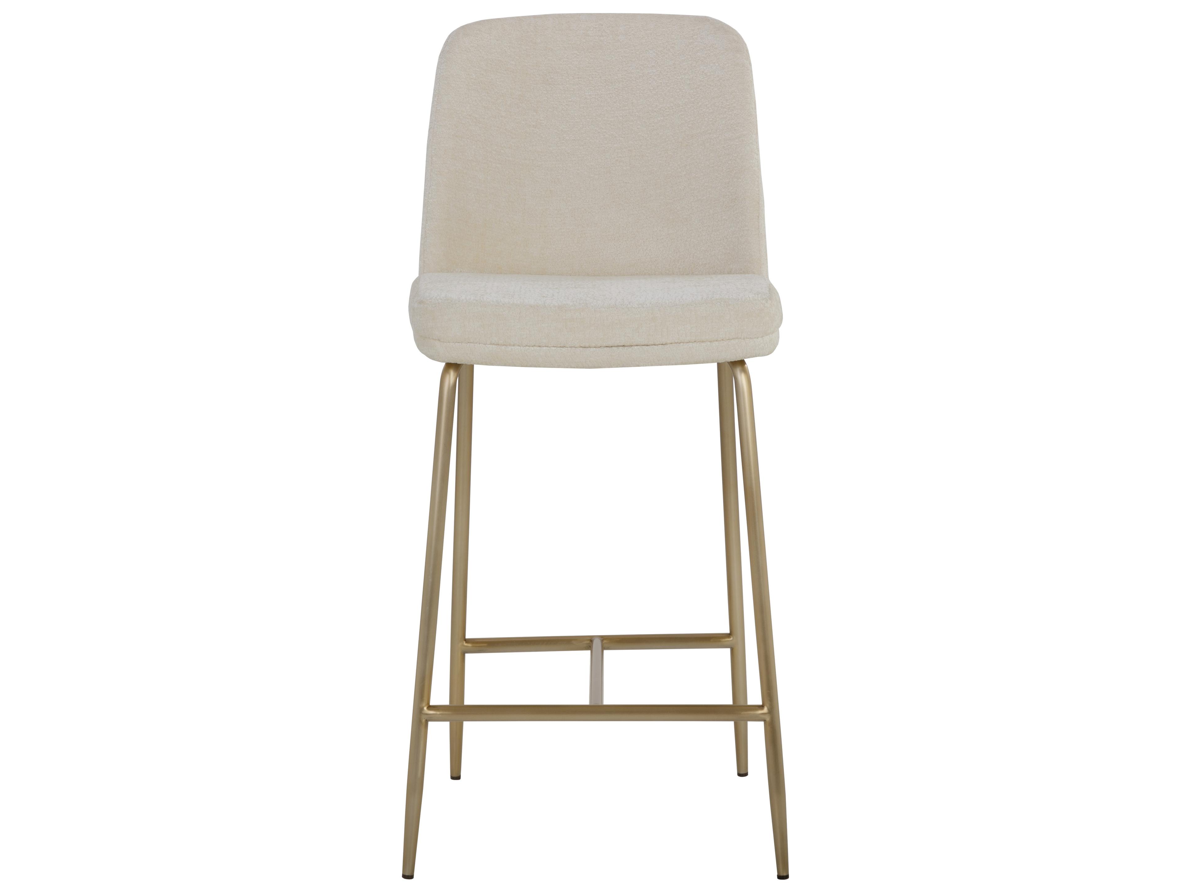 Sunpan Zeke Antique Brass Bergen Ivory Upholstered Counter Stool