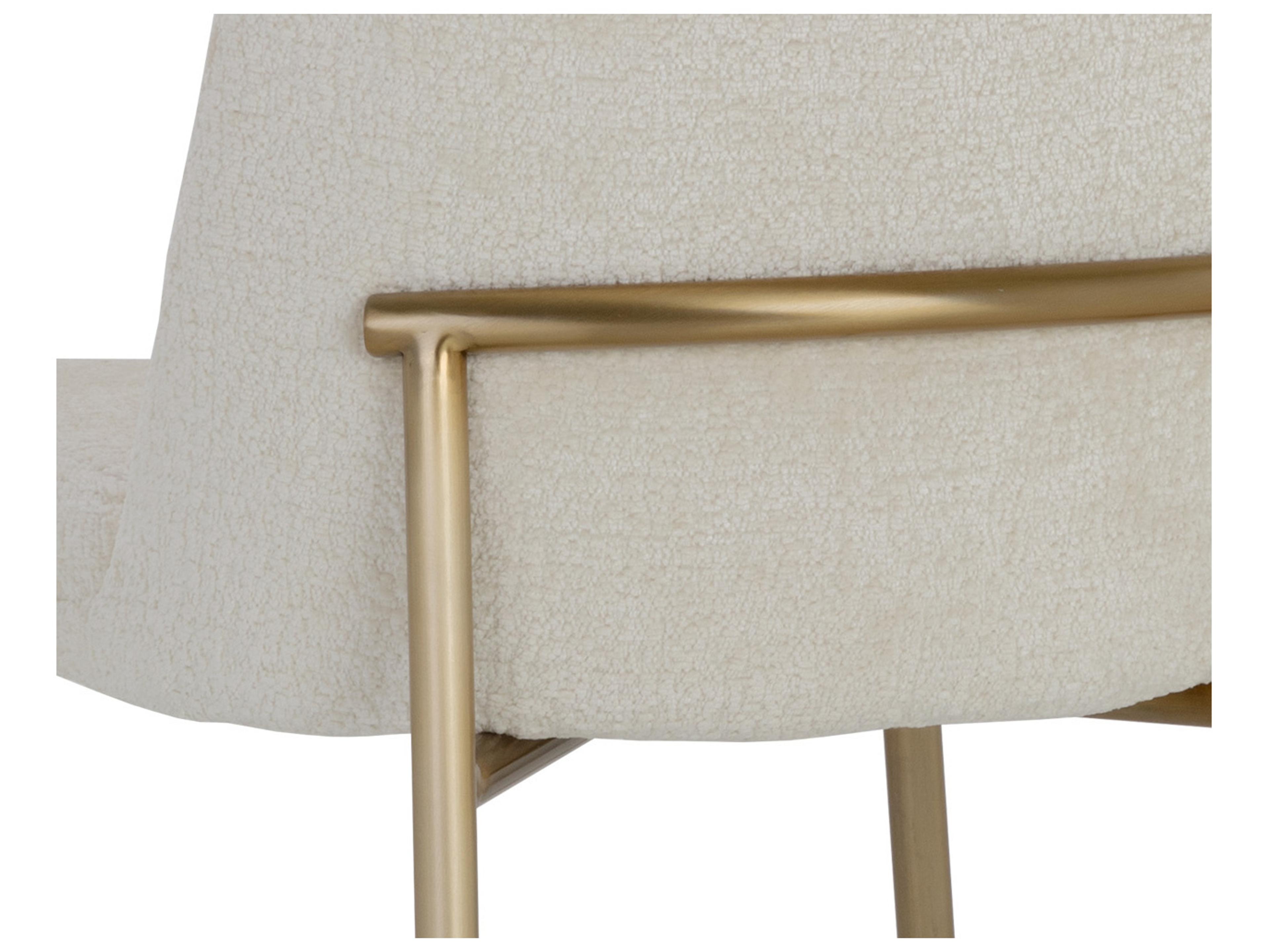 Sunpan Zeke Antique Brass Bergen Ivory Upholstered Counter Stool