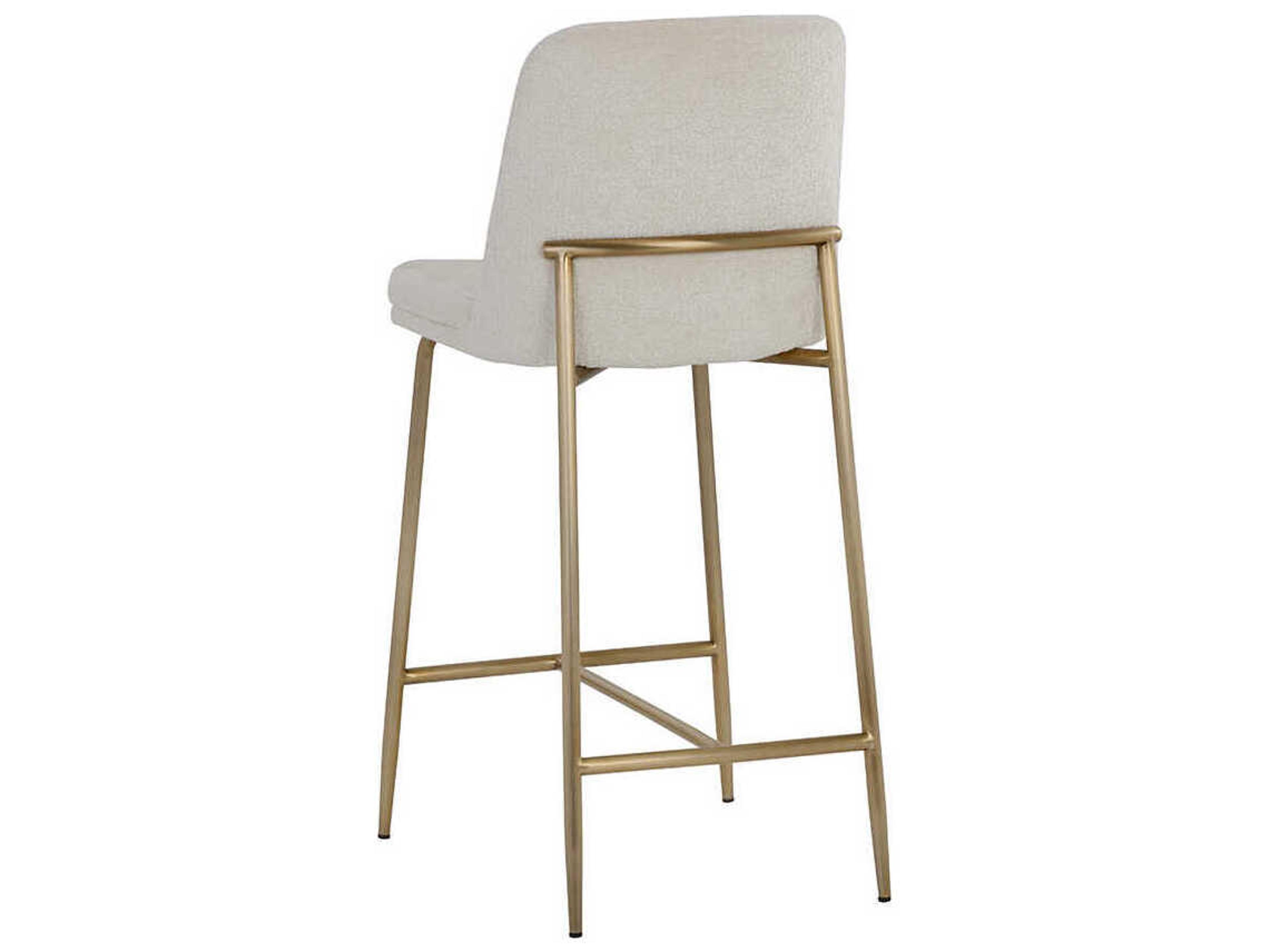 Sunpan Zeke Antique Brass Bergen Ivory Upholstered Counter Stool
