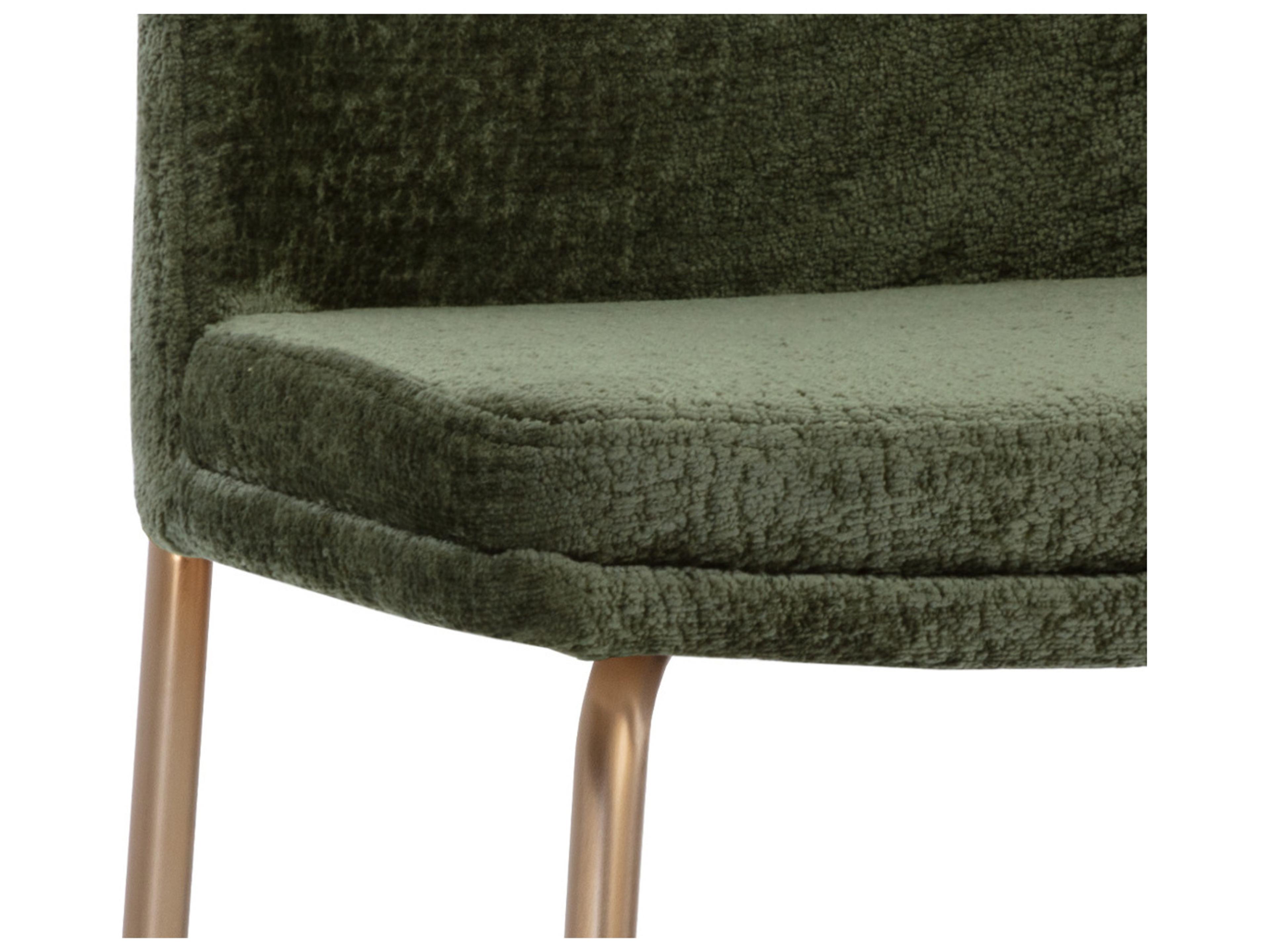 Sunpan Zeke Antique Brass Bergen Olive Upholstered Counter Stool