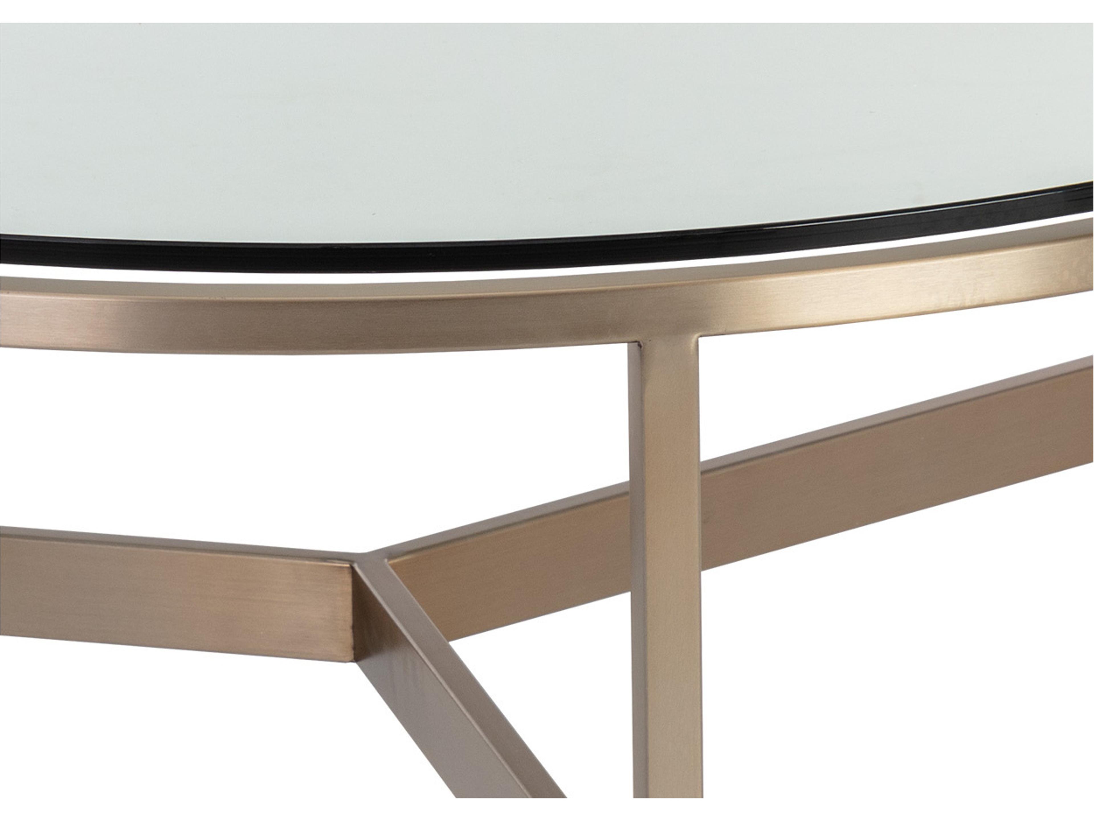 Sunpan Flato Round Glass Antique Brass Coffee Table