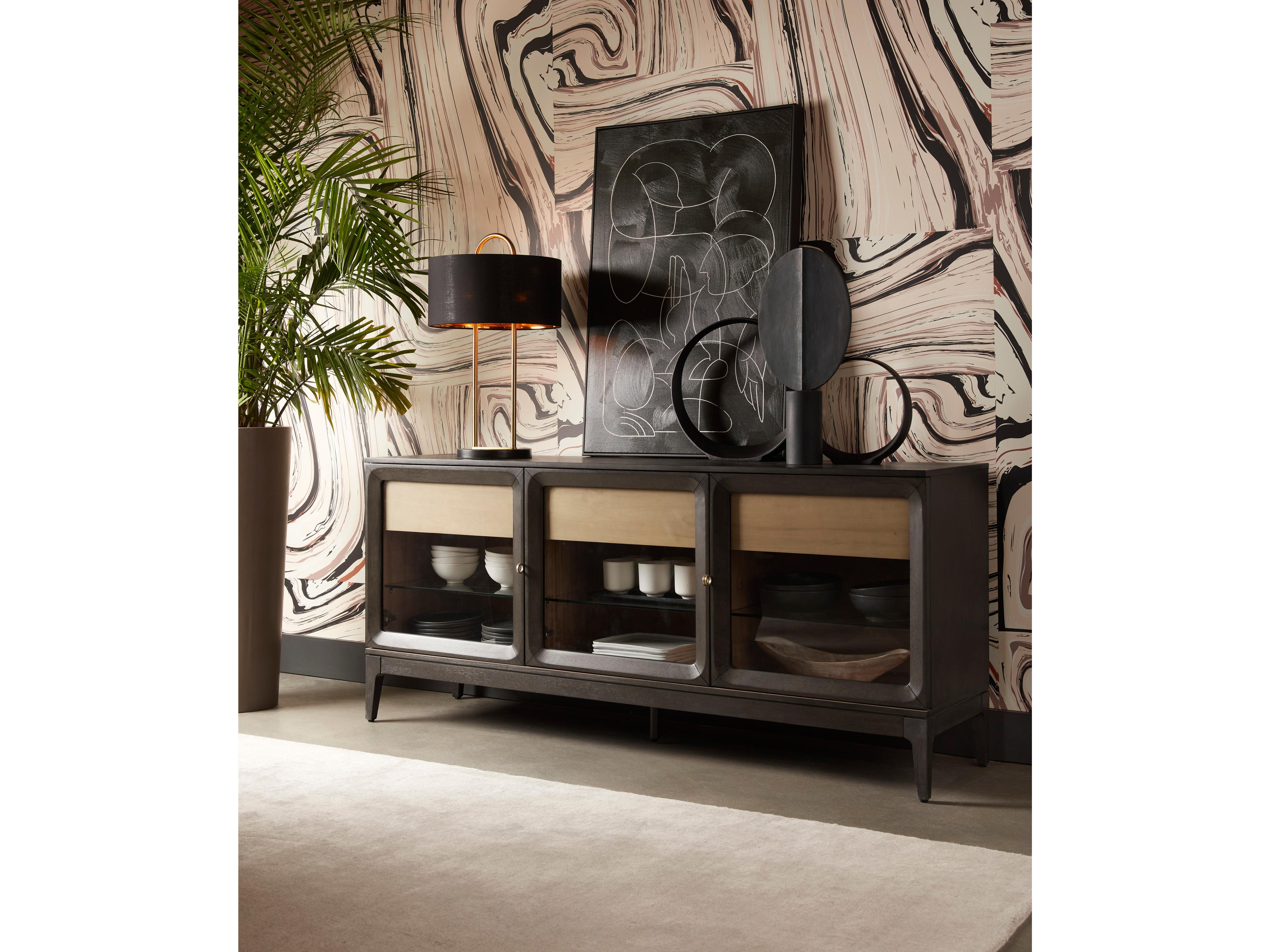 Sunpan Kezna Table Lamp in Black Marble in Matte Black