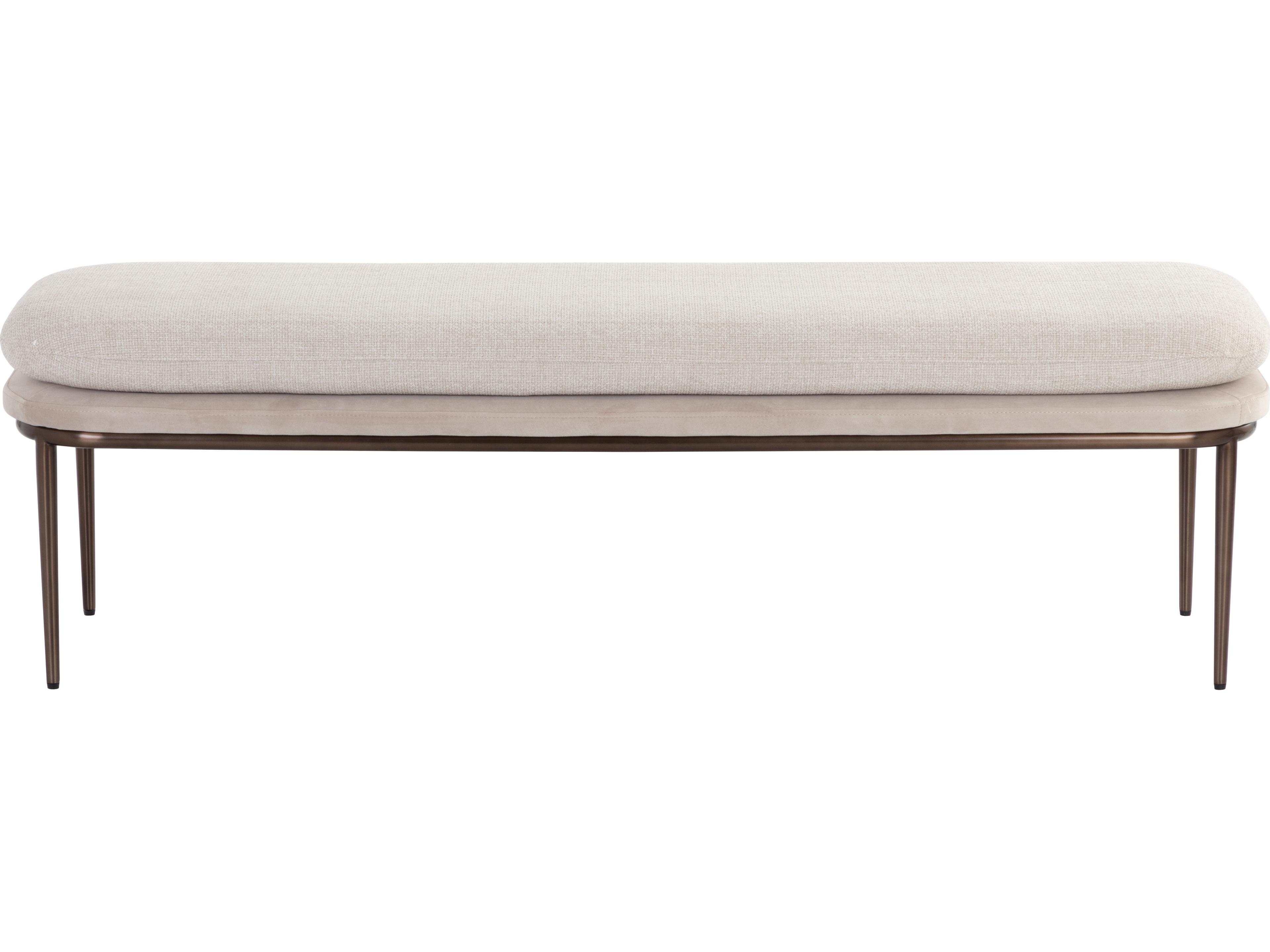 Koffi Upholstered Bench Contemporary Two Tone Fabric