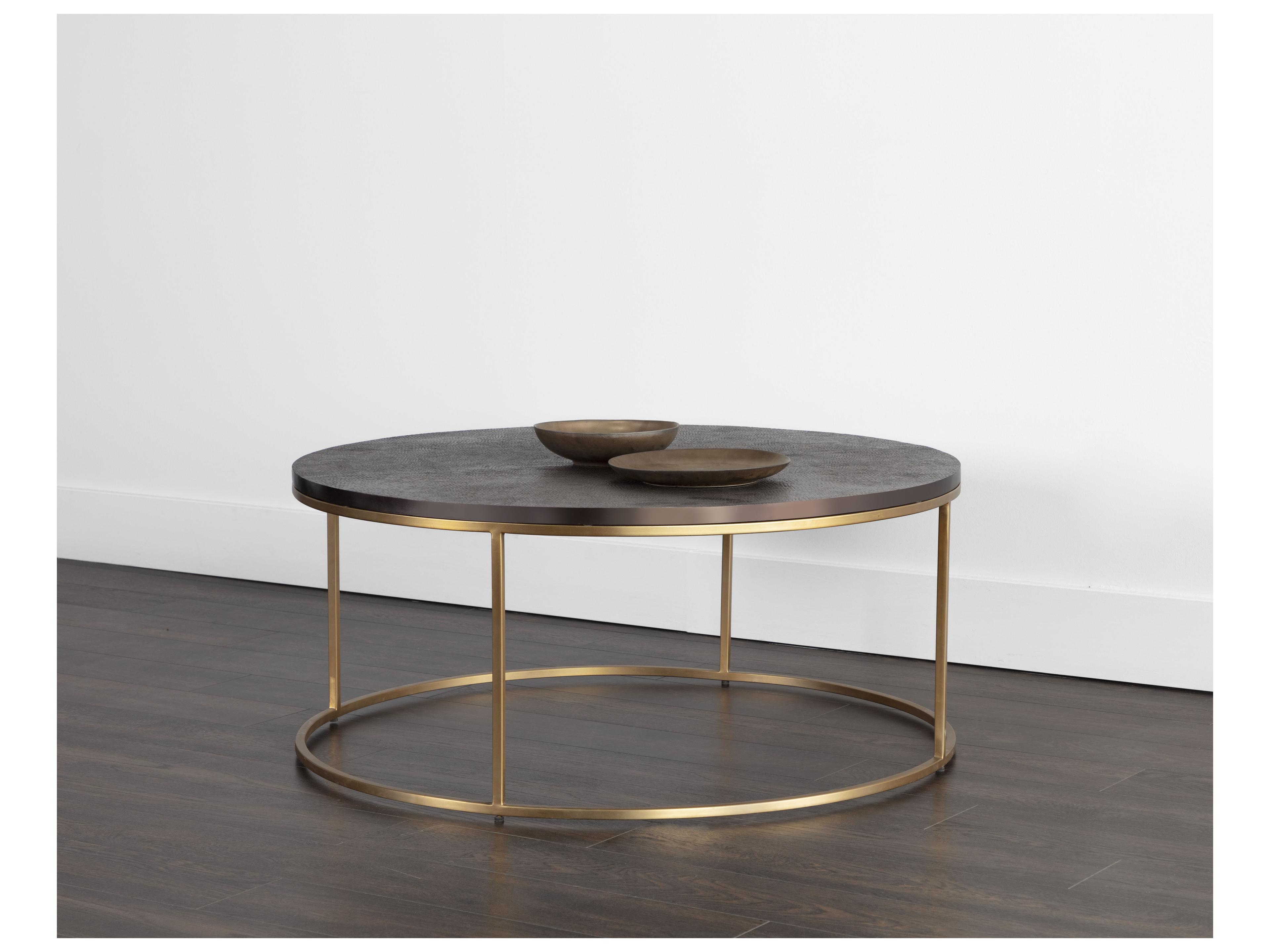 Sunpan Enya Round Metal Grey Coffee Table