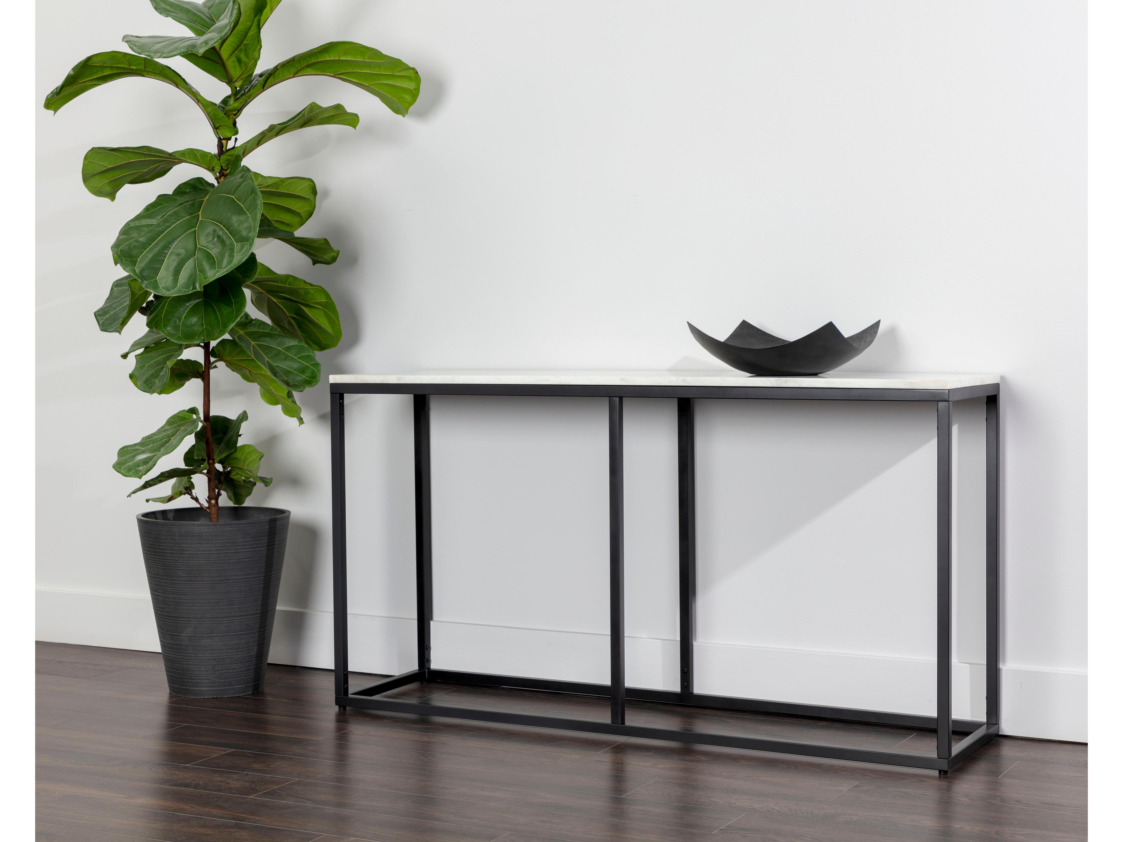 Sunpan Ellery Rectangular Marble Matte Black Console Table