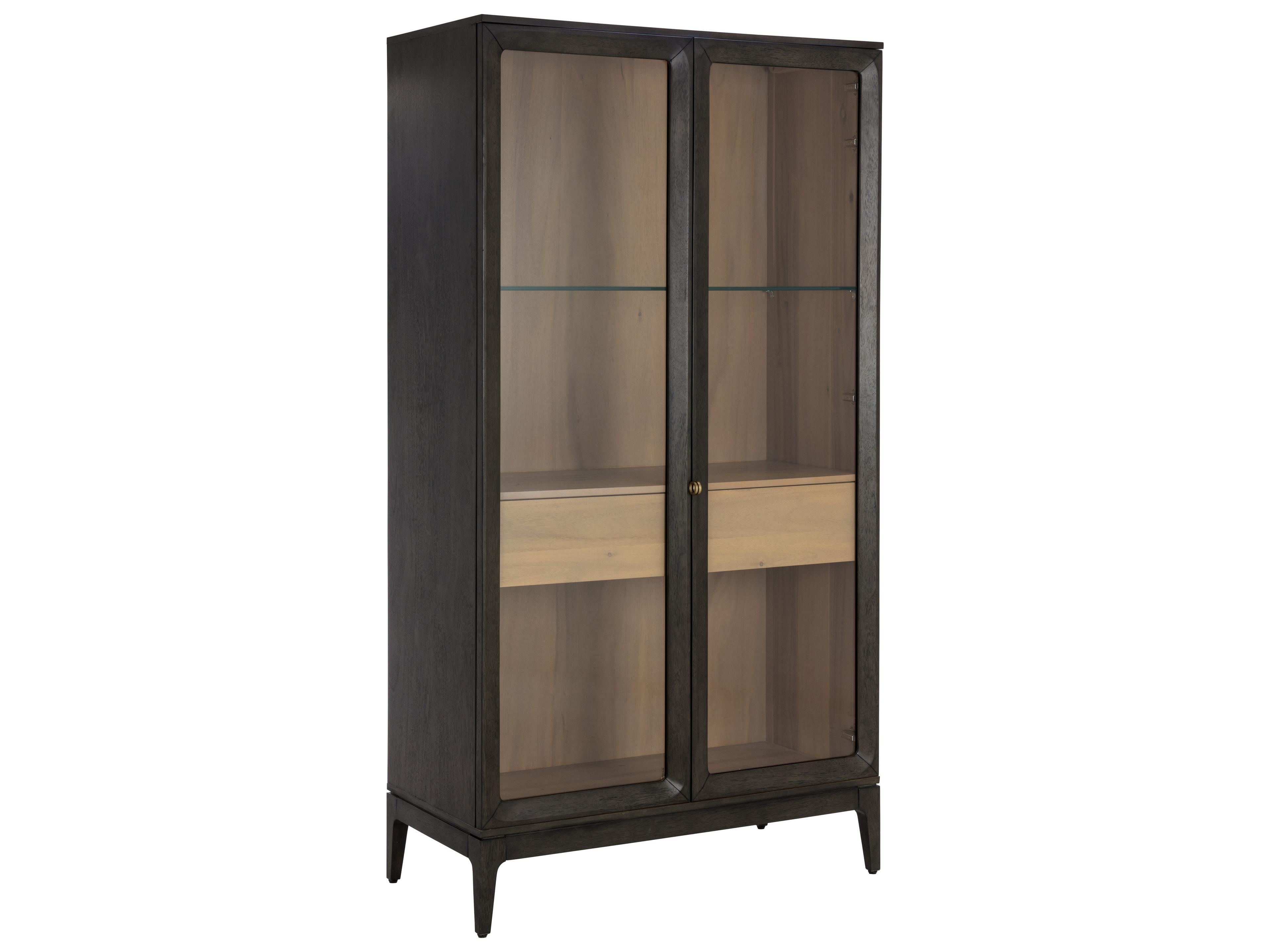 Cecilia Acacia Wood Clear Smoke Grey Display Cabinet
