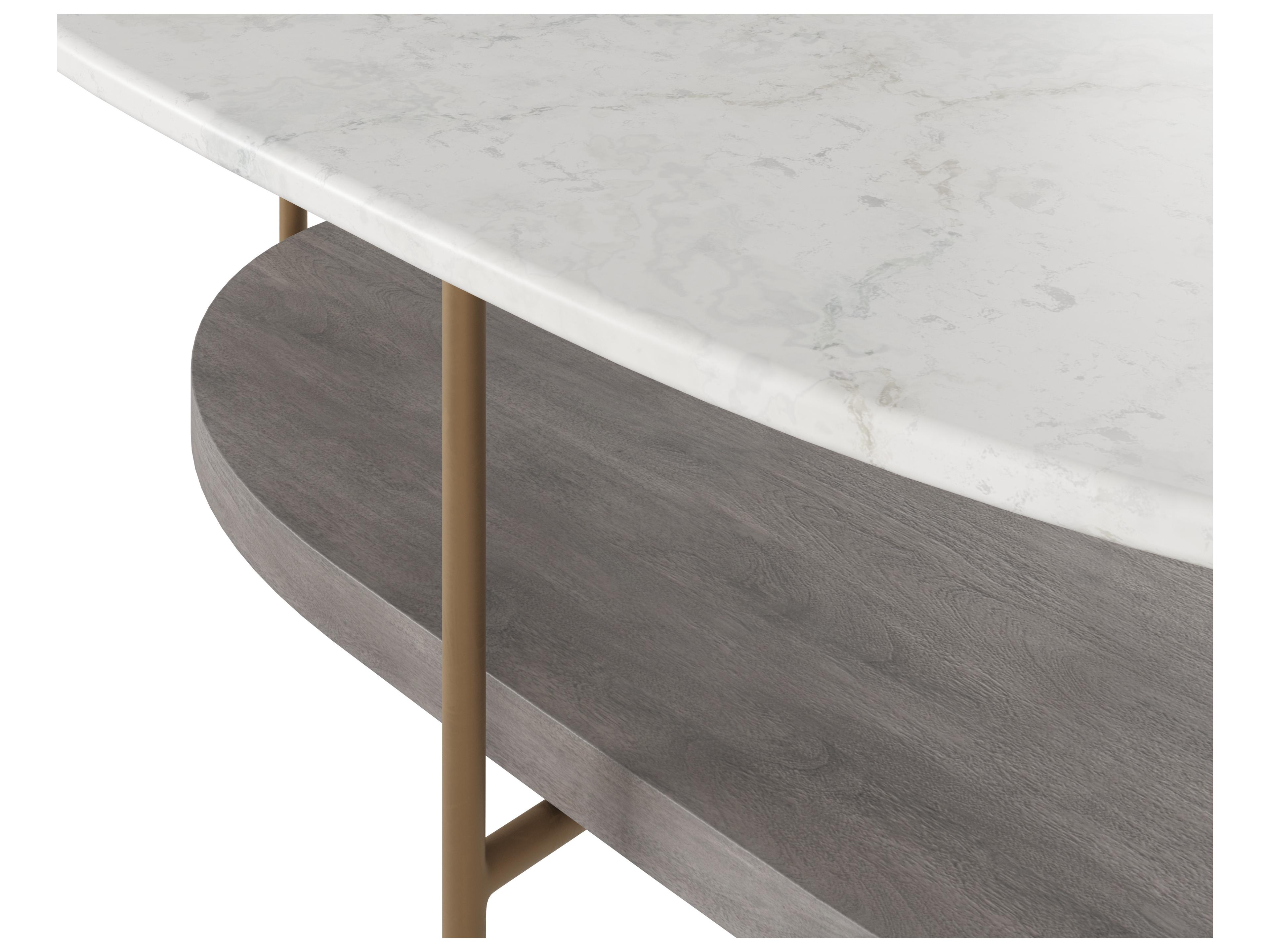 Sunpan Deja Oval Marble White Antique Brass Coffee Table