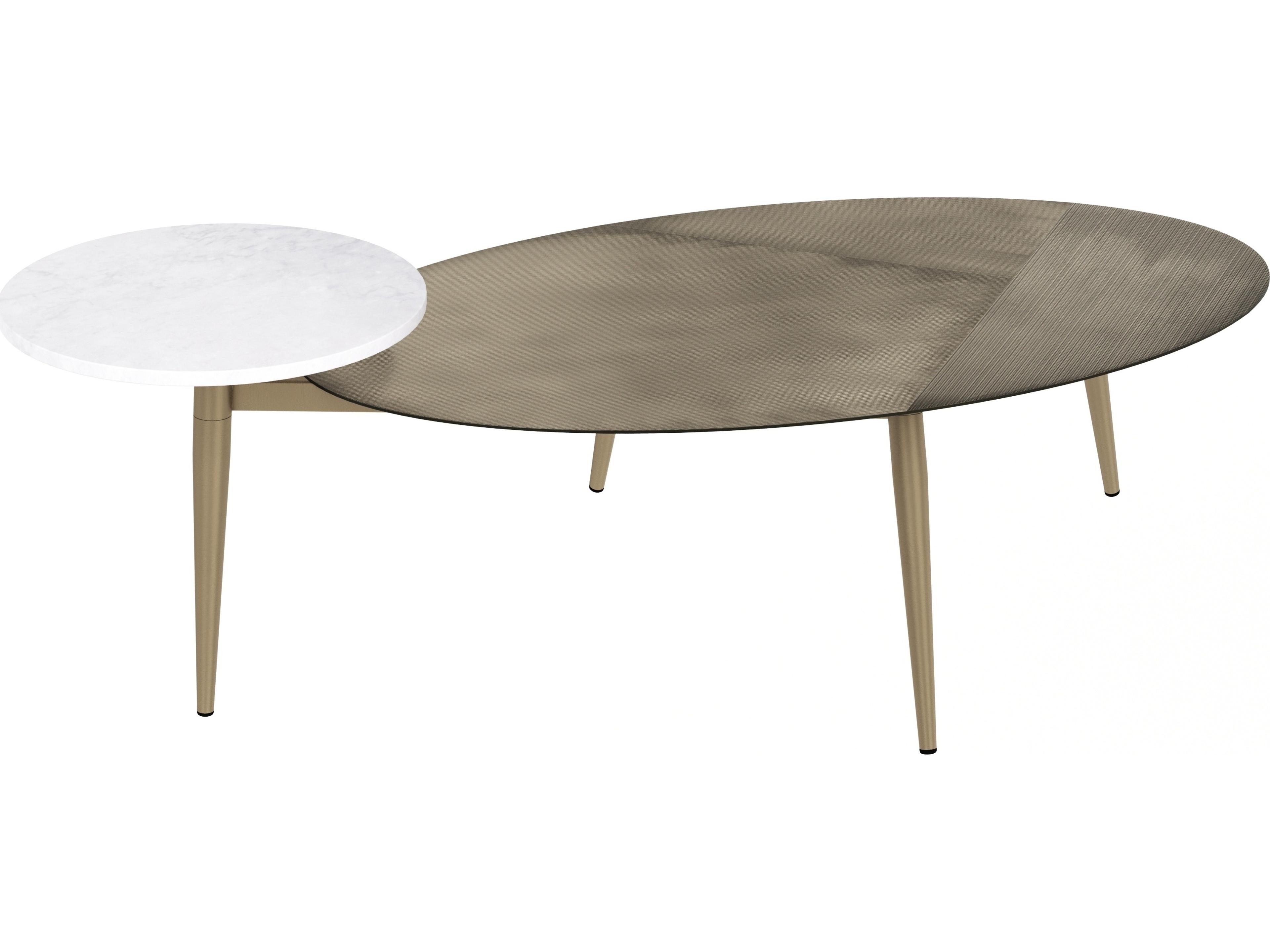 Sunpan Tuner Round Marble White Antique Brass Coffee Table