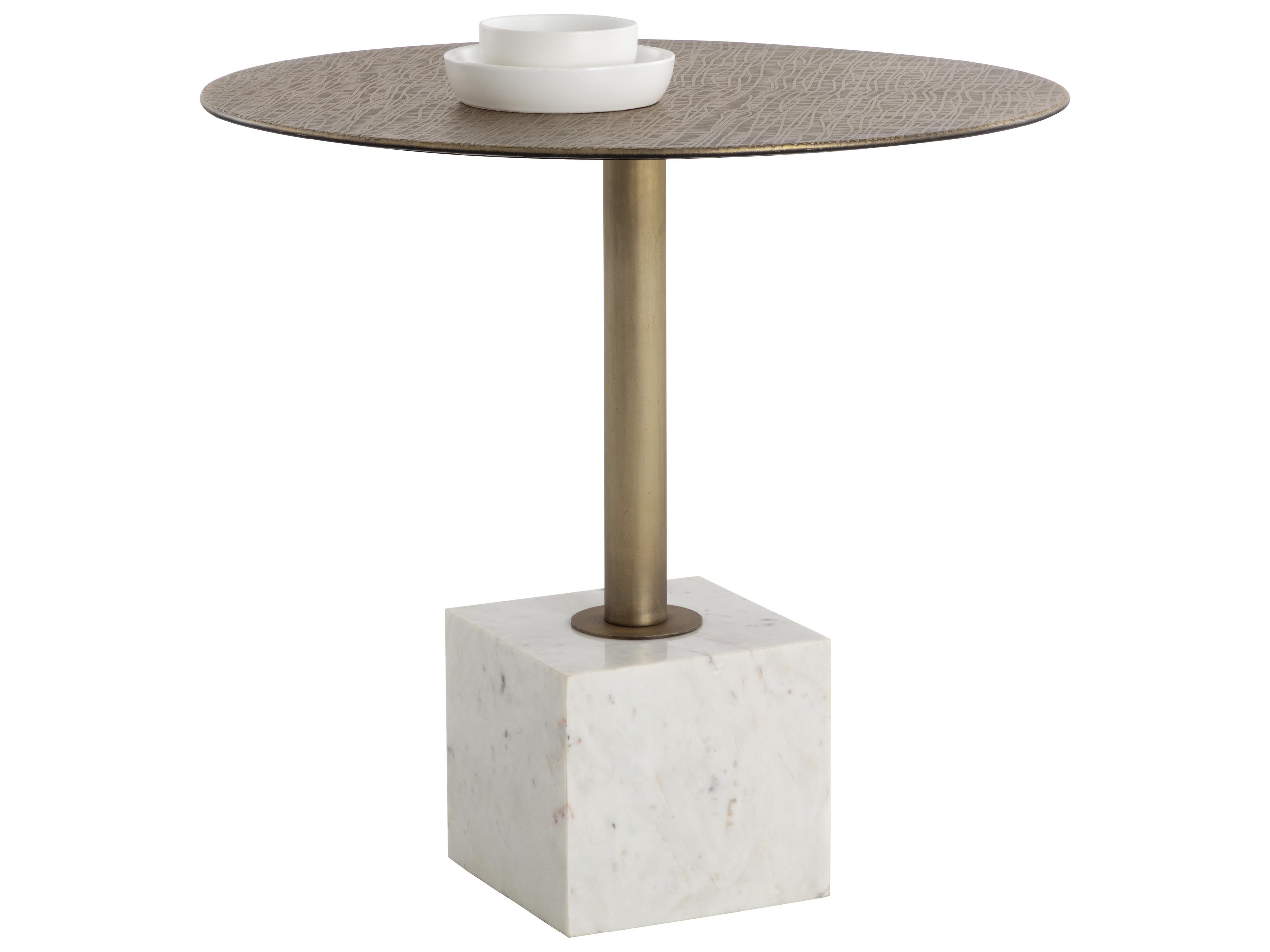 Sunpan Kata Round Metal Gold Dining Table