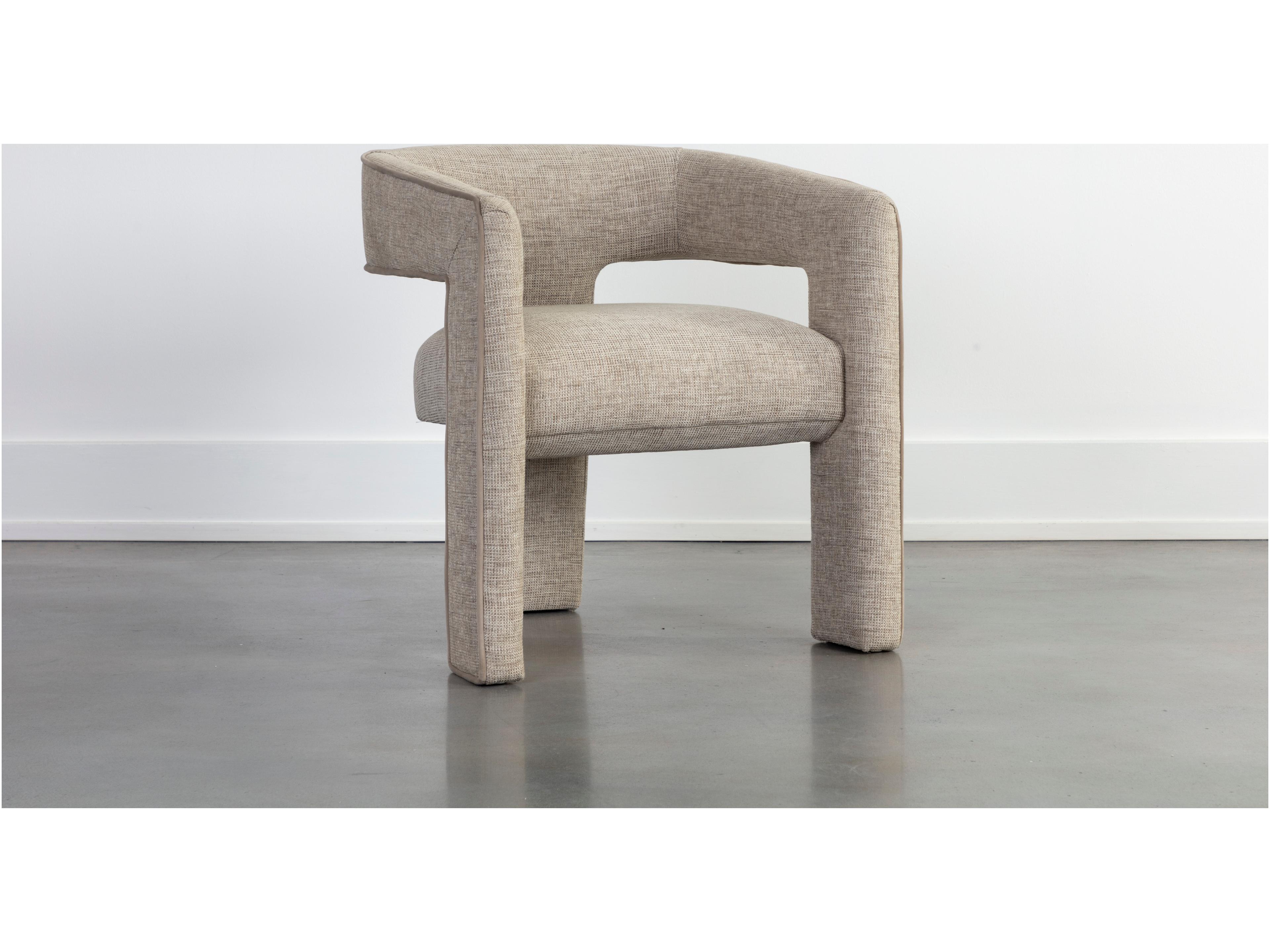 Sunpan Krasner Beige Upholstered Arm Dining Chair