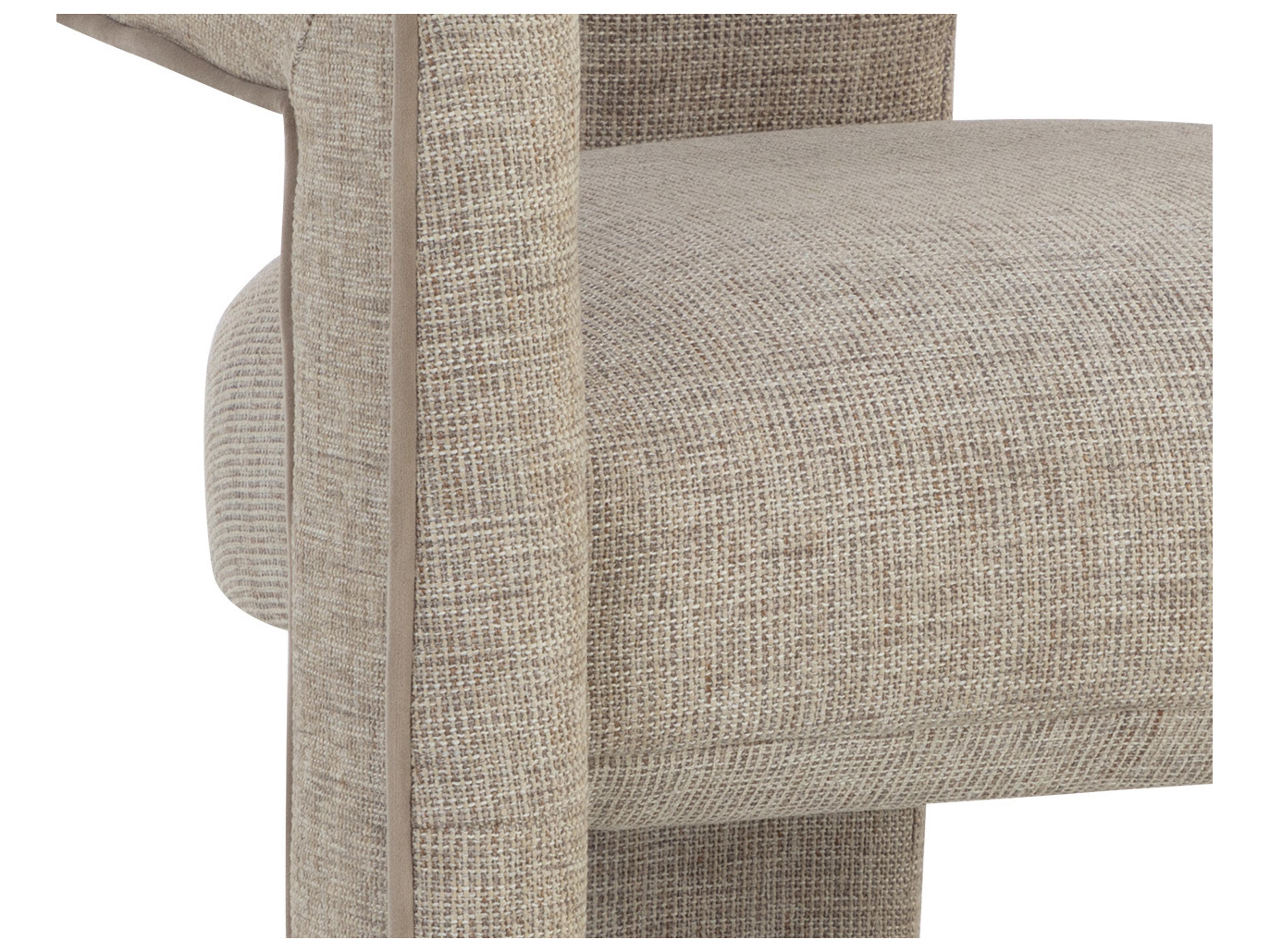 Sunpan Krasner Beige Upholstered Arm Dining Chair